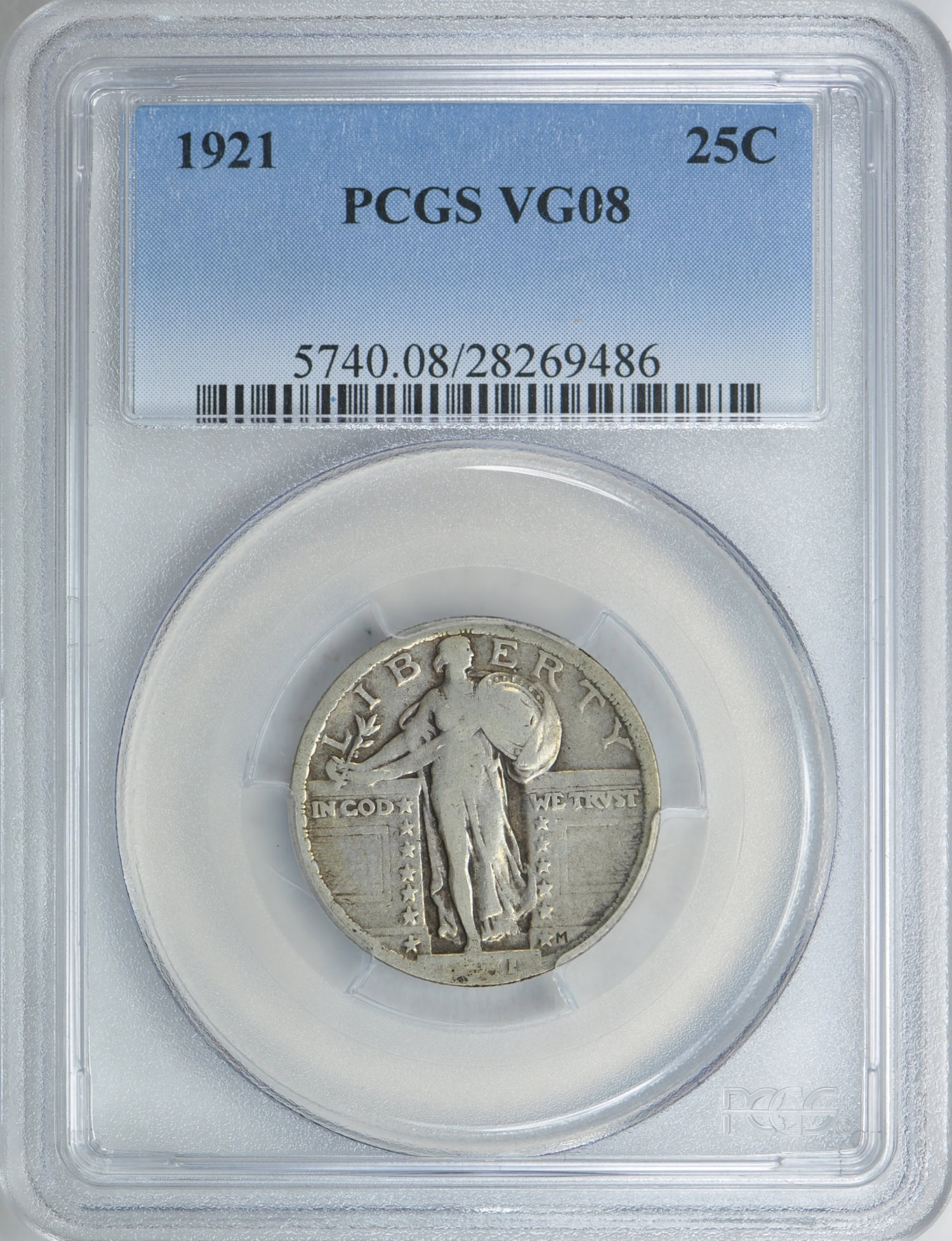 1921 Standing Liberty Quarter PCGS VG-08 (Item 160678