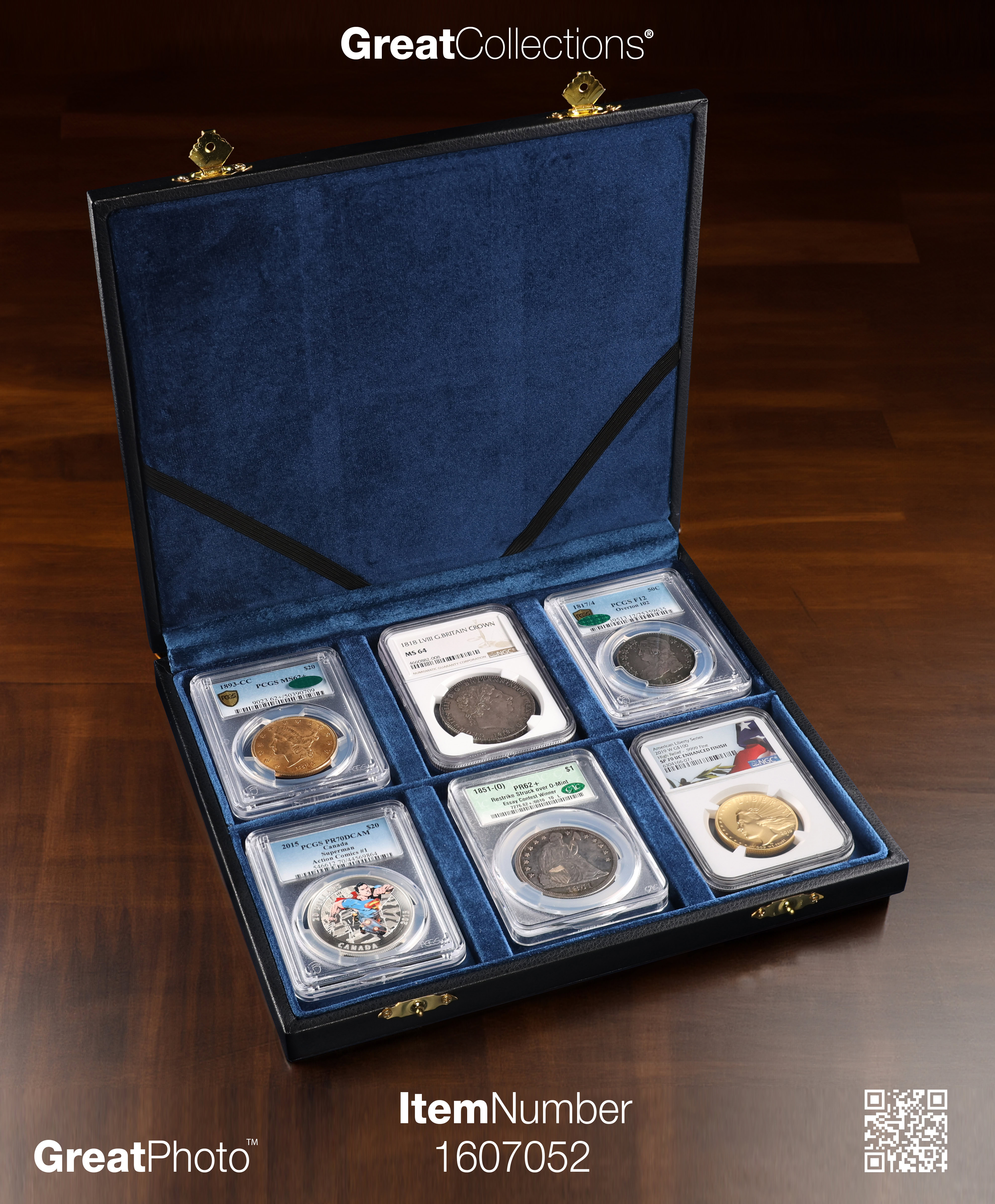 オブジェＢＯＸ GreatCollections Deluxe Display Case - Black with Blue Felt Inside