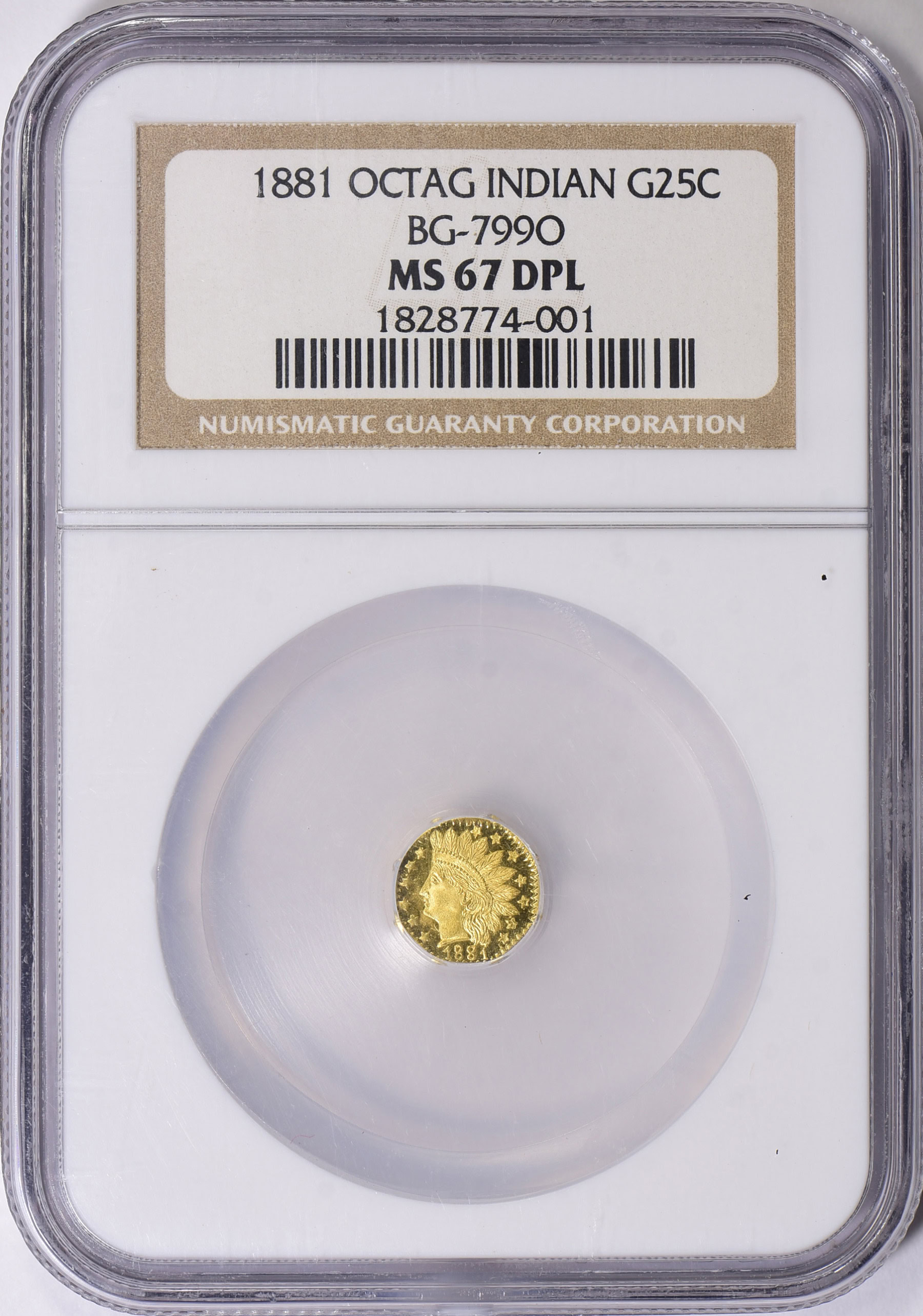 1881 California Fractional Gold 25c BG-799O NGC MS-67 DPL (Item 1607940 ...