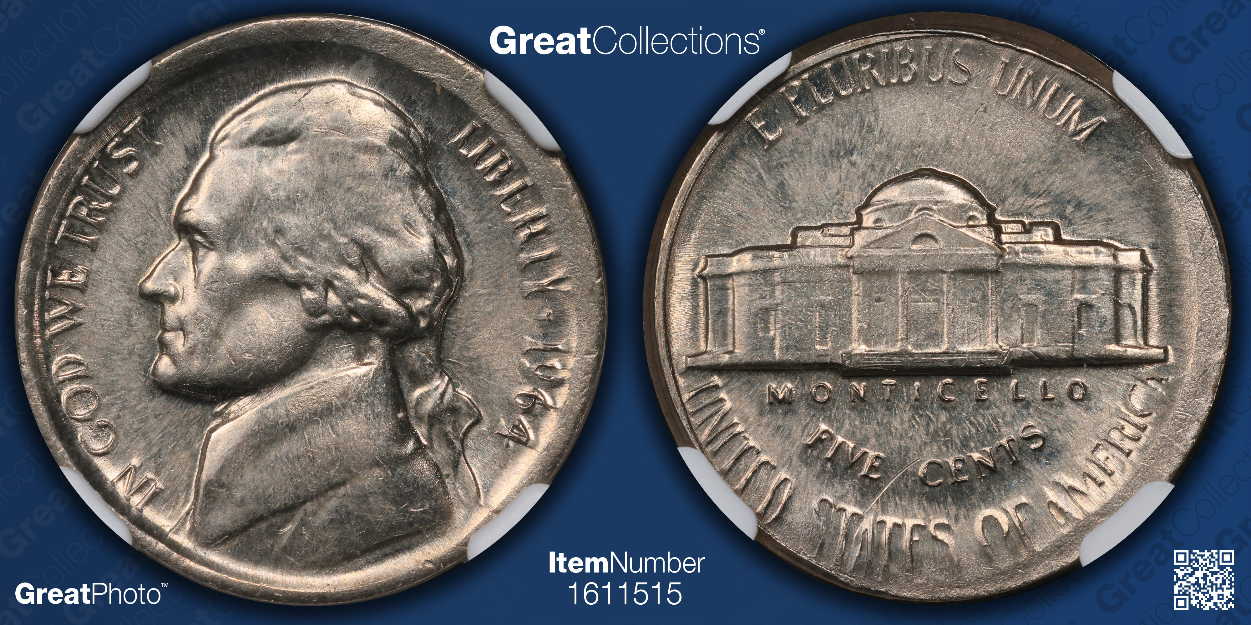 Mint Error 1964 Jefferson Nickel Broadstruck NGC MS-63 | NGC Cert