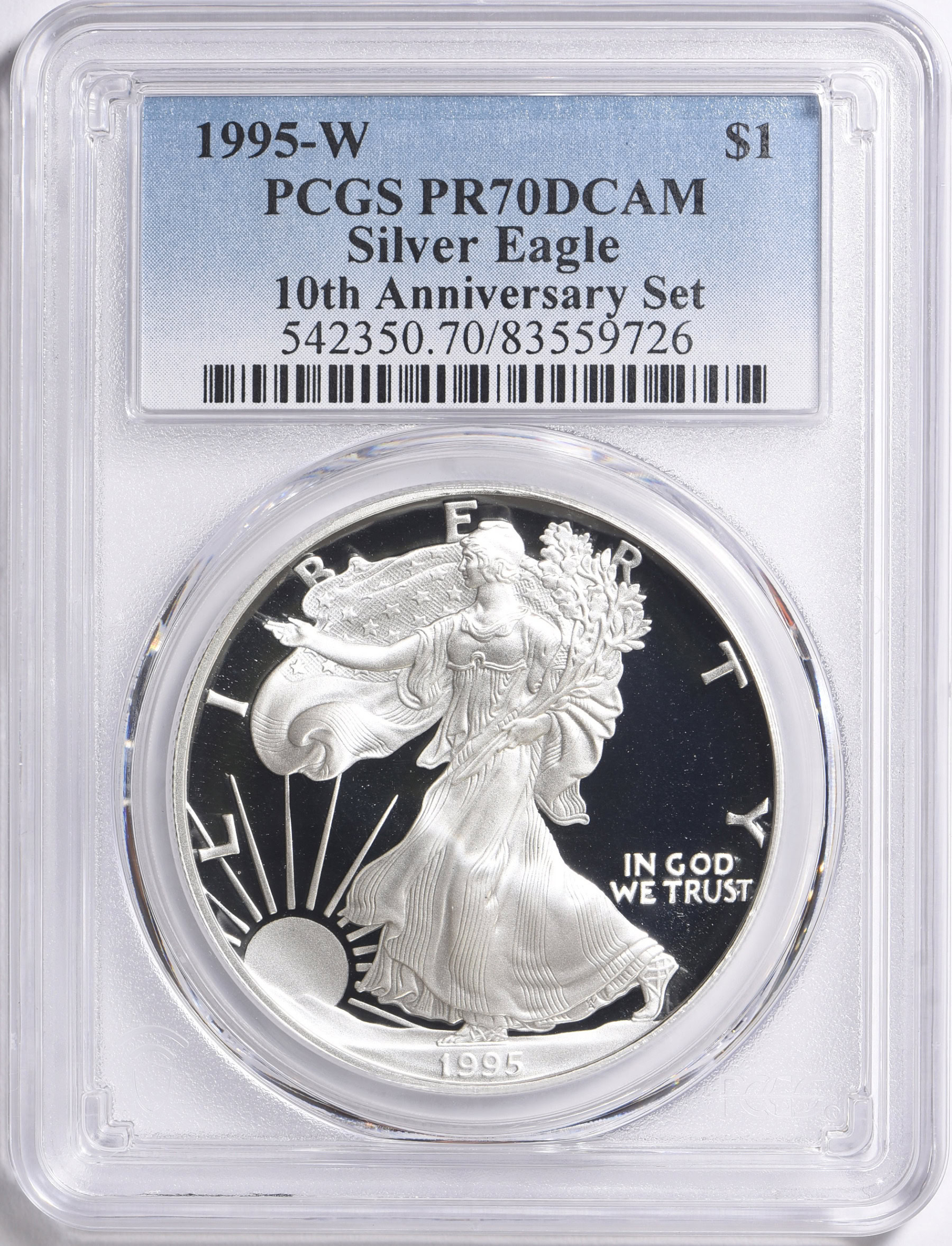 1995-W $1 Silver Eagle (From the 10th Anniversary Set) PCGS Proof