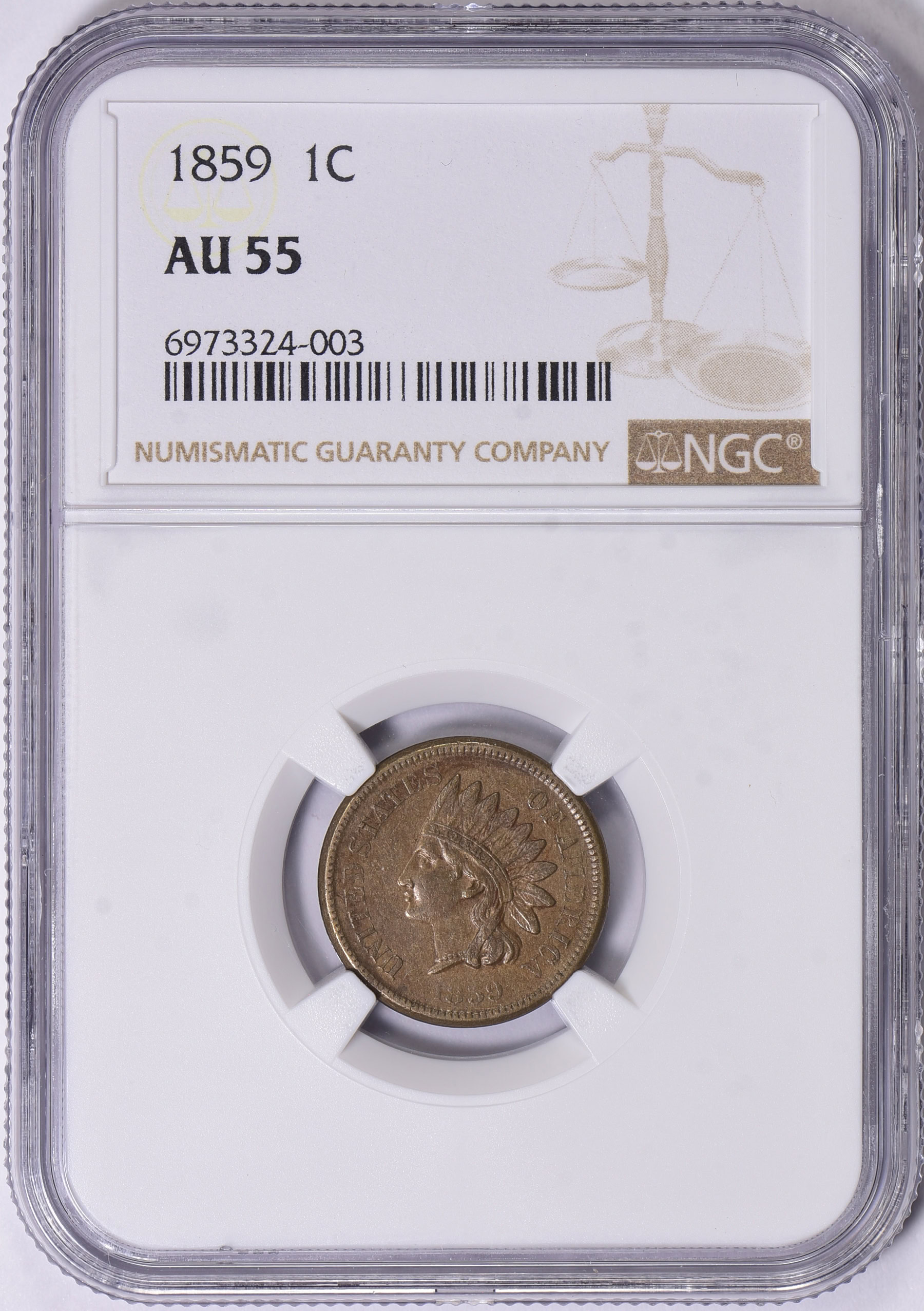 1859 Indian Cent NGC AU-55 (Item 1615333) | GreatCollections Coin Auctions
