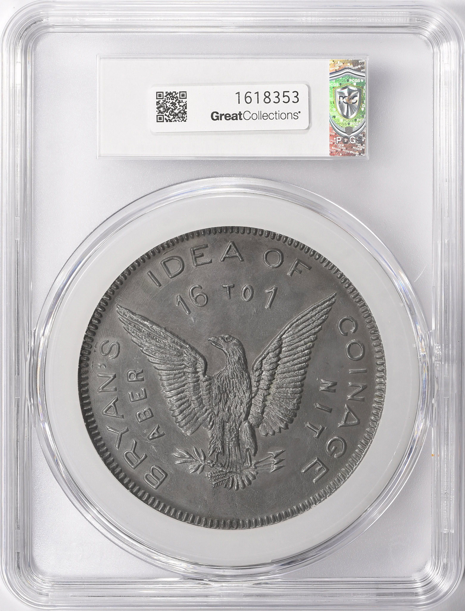 1896 86mm Cast Lead Bryan Dollar Sch-819 PCGS MS-64 (Item 1618353