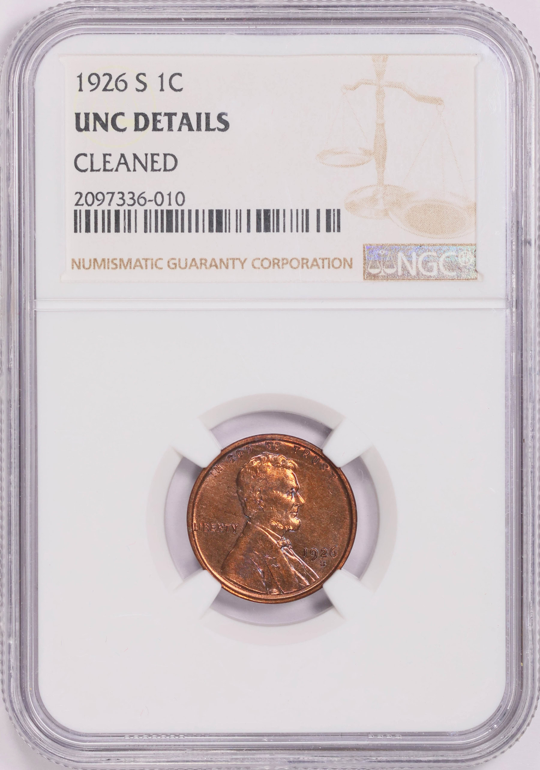 1926-S Lincoln Cent NGC Unc Details (Item 1620870) | GreatCollections ...