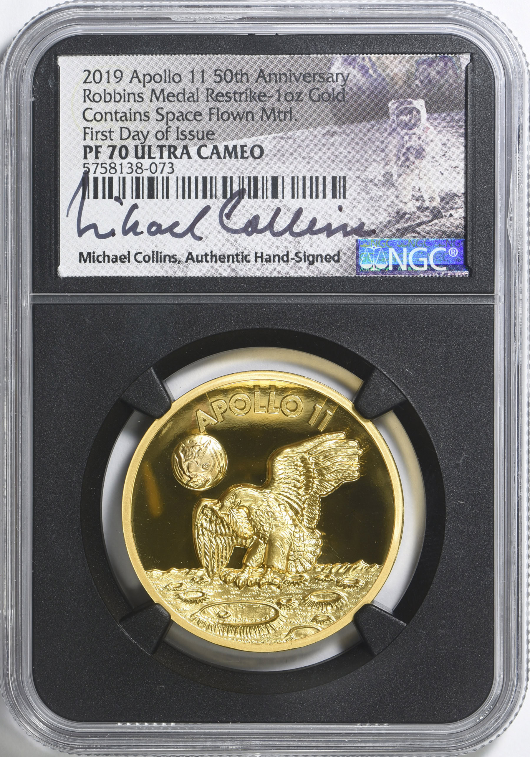 2019 Gold 1oz Apollo 11 50th Anniversary Robbins Medal Restrike