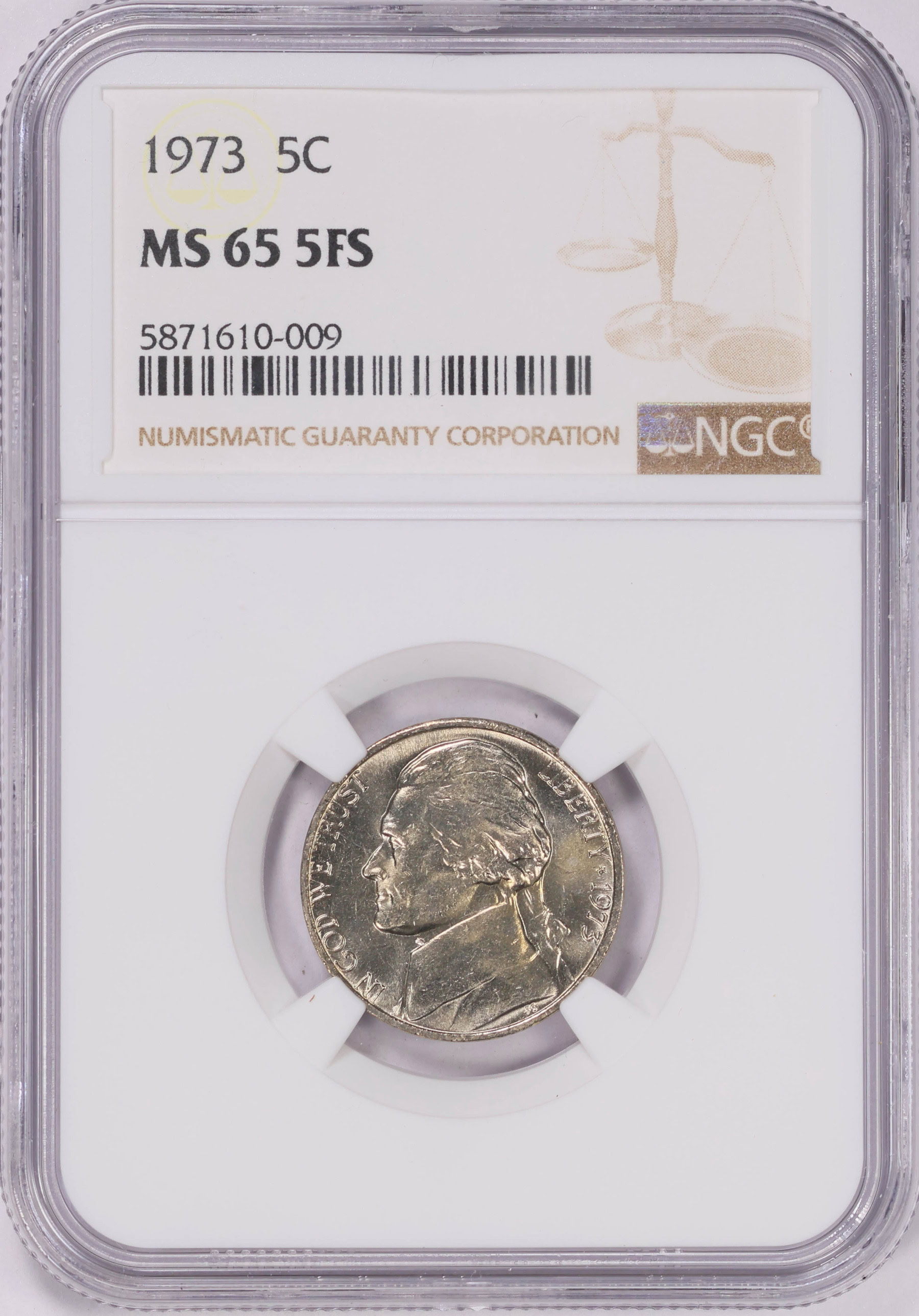 1973 Jefferson Nickel NGC MS-65 5FS (Item 1624542
