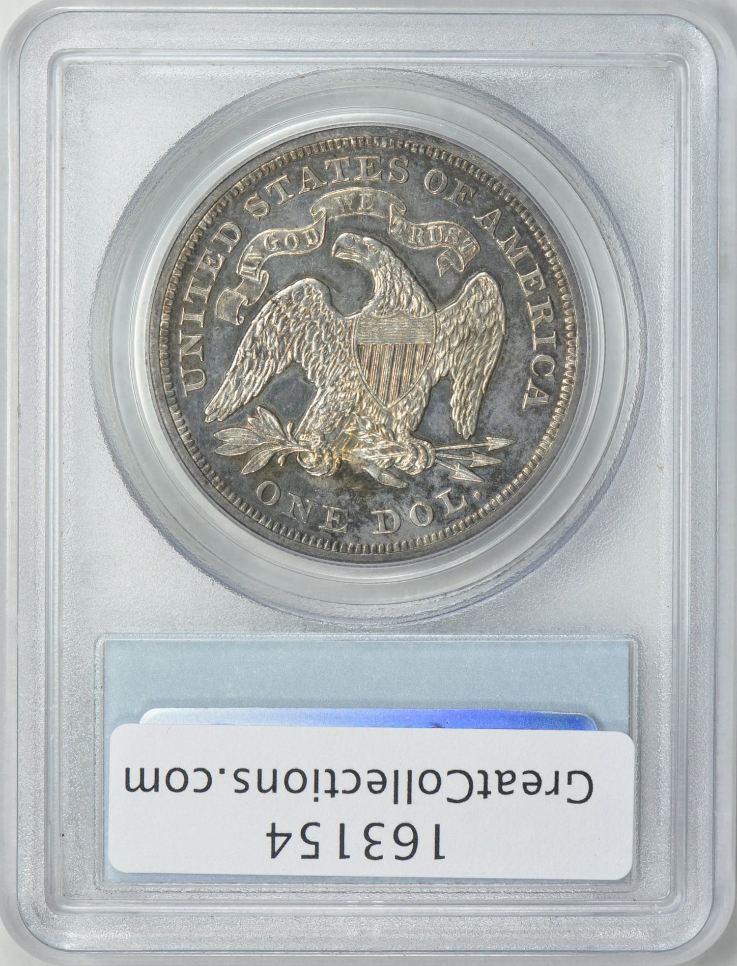 1866 Seated Liberty Silver Dollar Motto PCGS Proof-63 (CAC Green