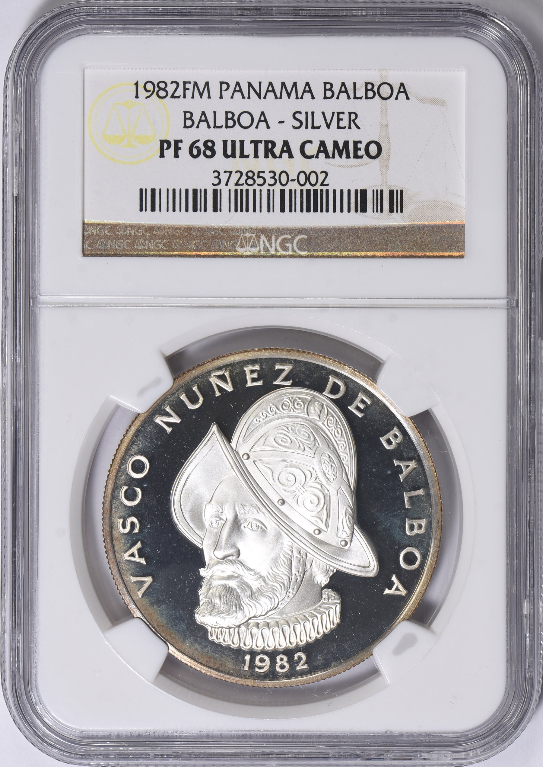 ☆日終 【NGC MS63】1953 パナマ Balboa銀貨 共和国記念日 未使用