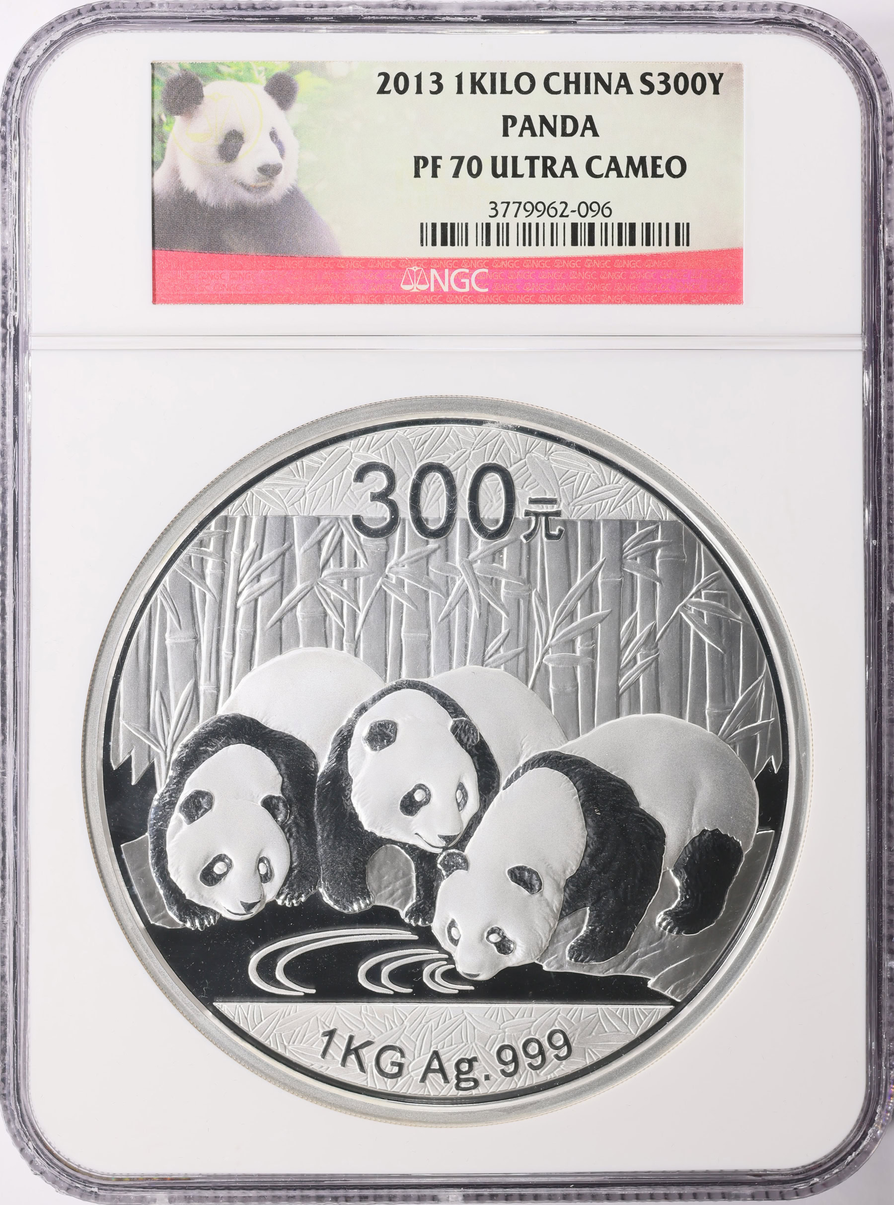China 2013 Silver 300 Yuan Panda Kilo KM-2122 NGC Proof-70 UC (ASW = 32 ...