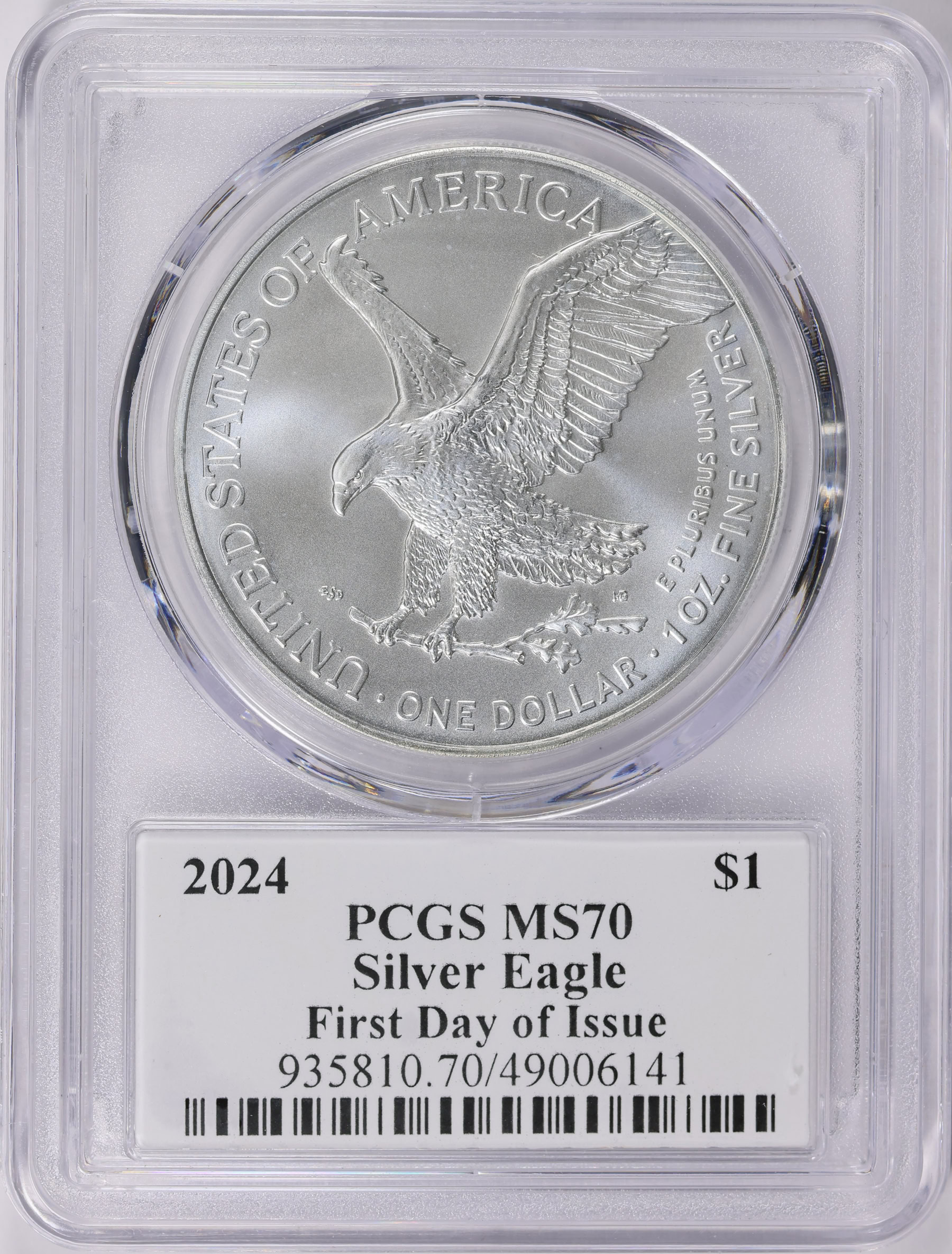 2024 $1 Silver Eagle First Day of Issue PCGS MS-70 (David Hall