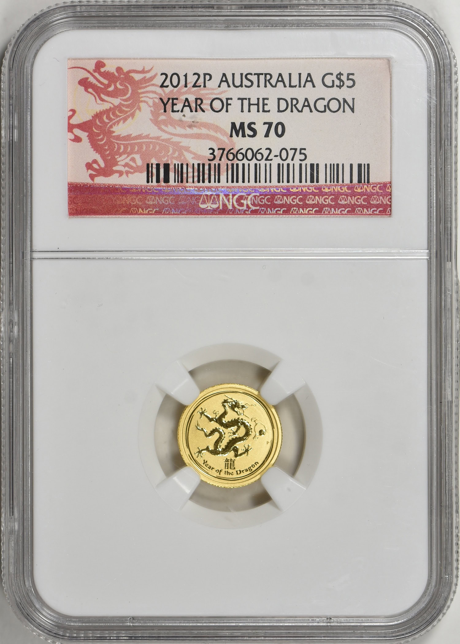 Australia 2012-P G$5 Gold Dragon NGC MS-70 (AGW = 0.05 oz.) (Item