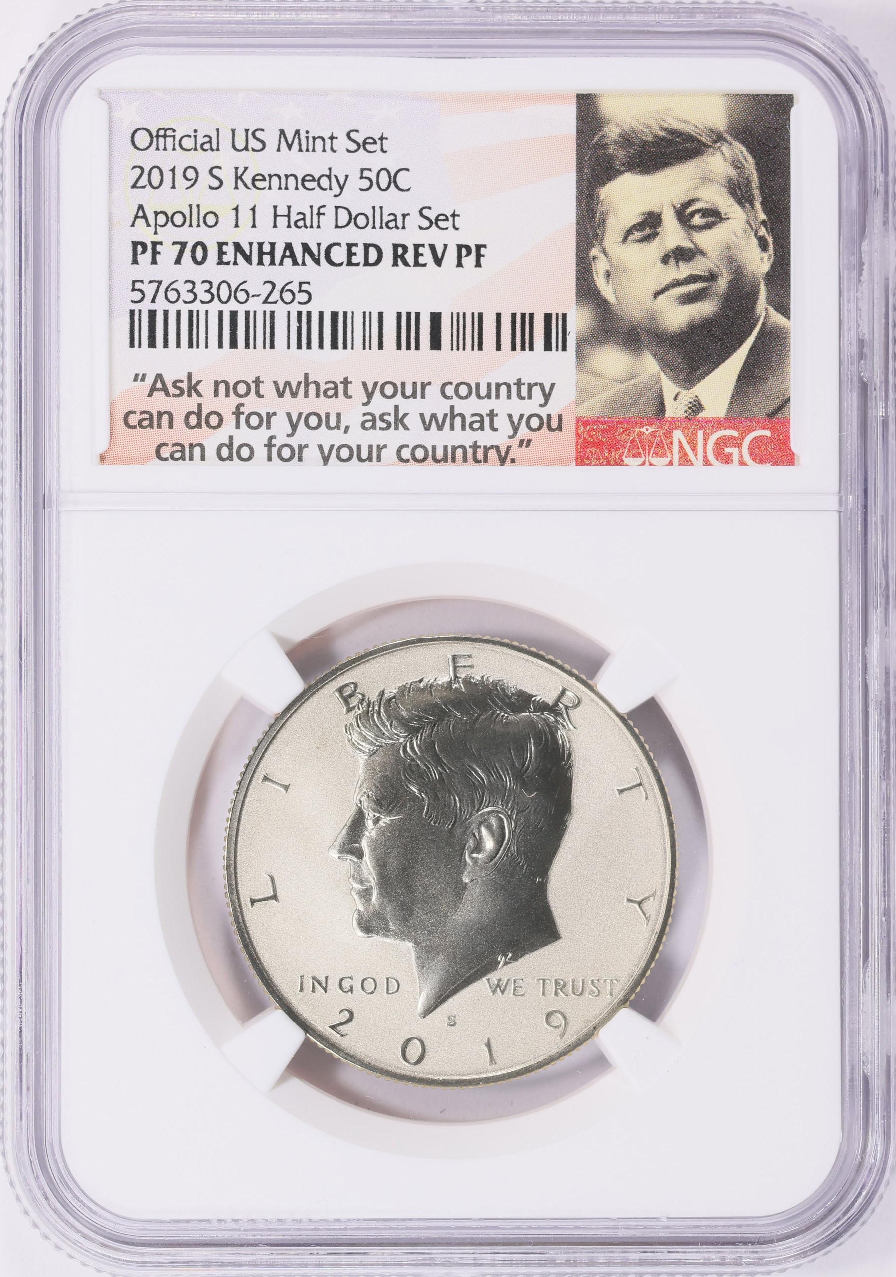 2019-S Kennedy Half Dollar Enhanced Reverse Proof (From the Apollo 11 ...