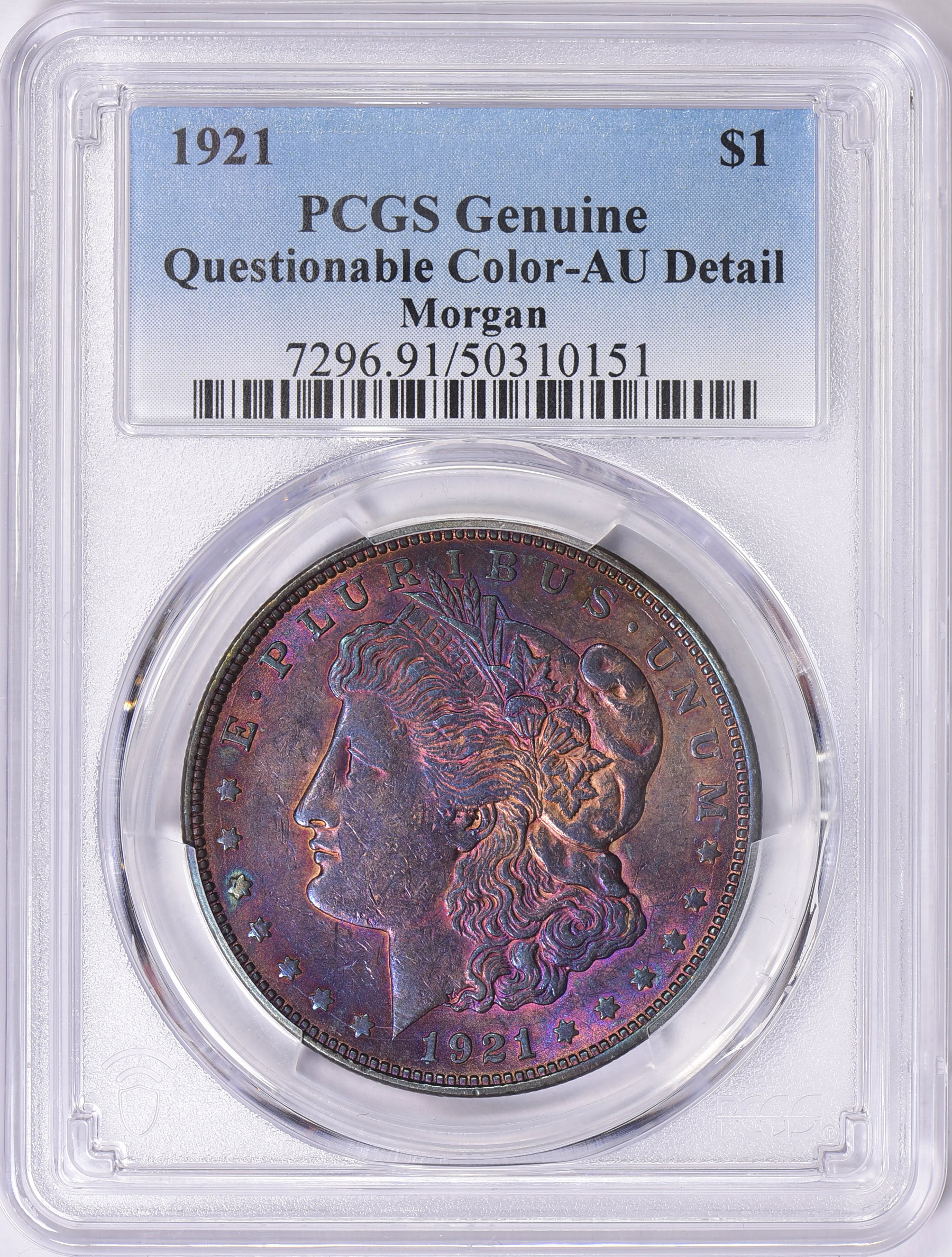 1921 Morgan Silver Dollar PCGS Genuine AU Details (Art. Toned) (Item ...
