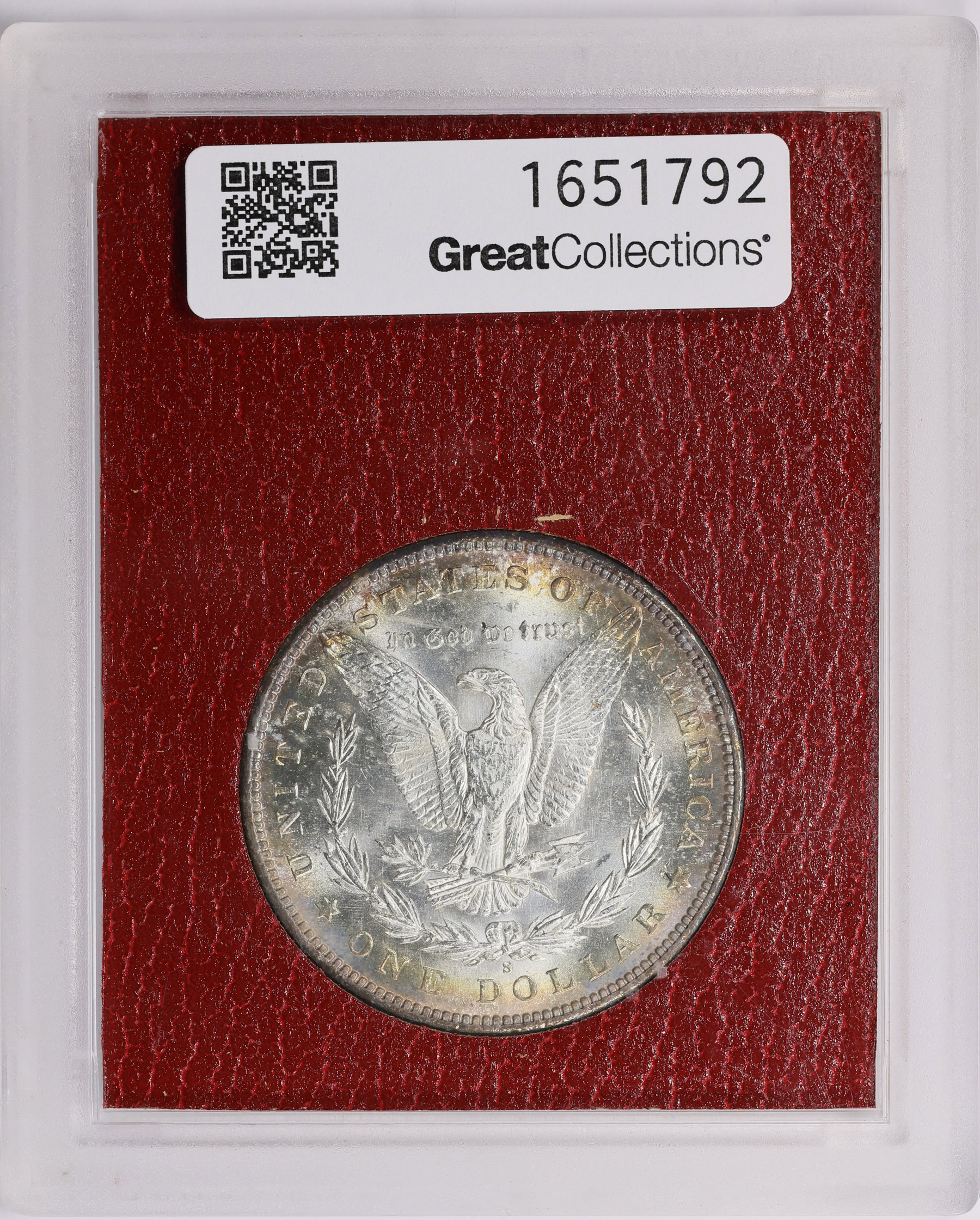 1896-S Morgan Silver Dollar MS-65 (Paramount Red Holder) (Toned