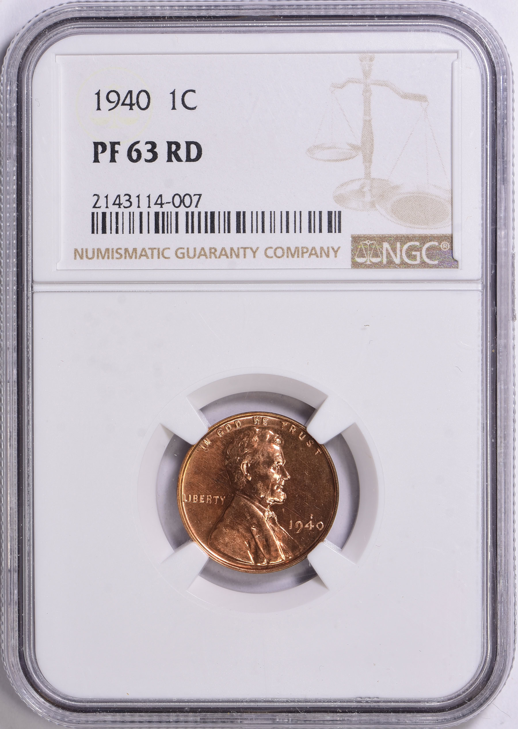 1940 Lincoln Cent NGC Proof-63 RD (Item 1656674) | GreatCollections ...