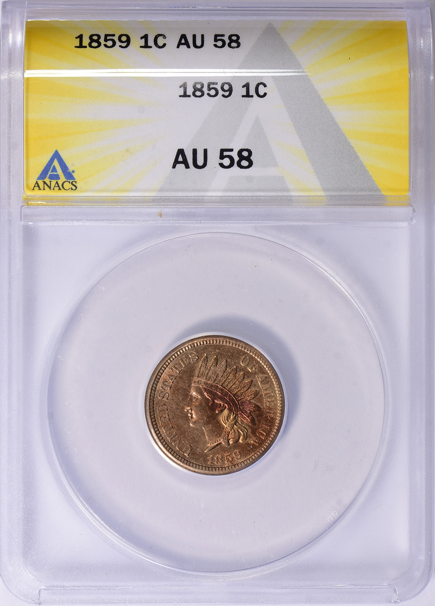 1859 Indian Cent ANACS AU-58 (Item 1658910) | GreatCollections Coin ...