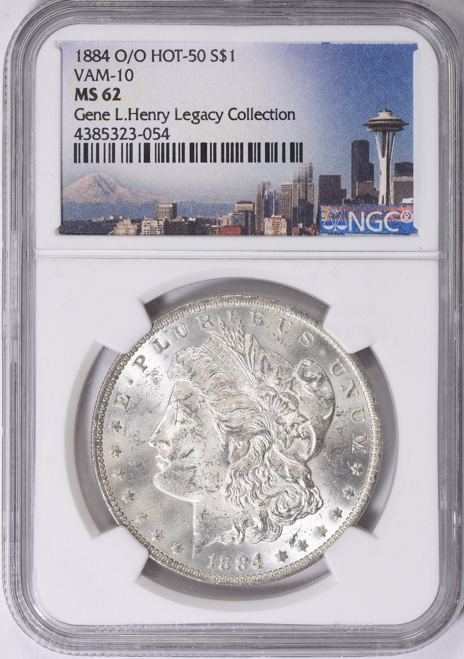 1884-O Morgan Silver Dollar O/O VAM-10 Hot 50 NGC MS-62 (Gene L