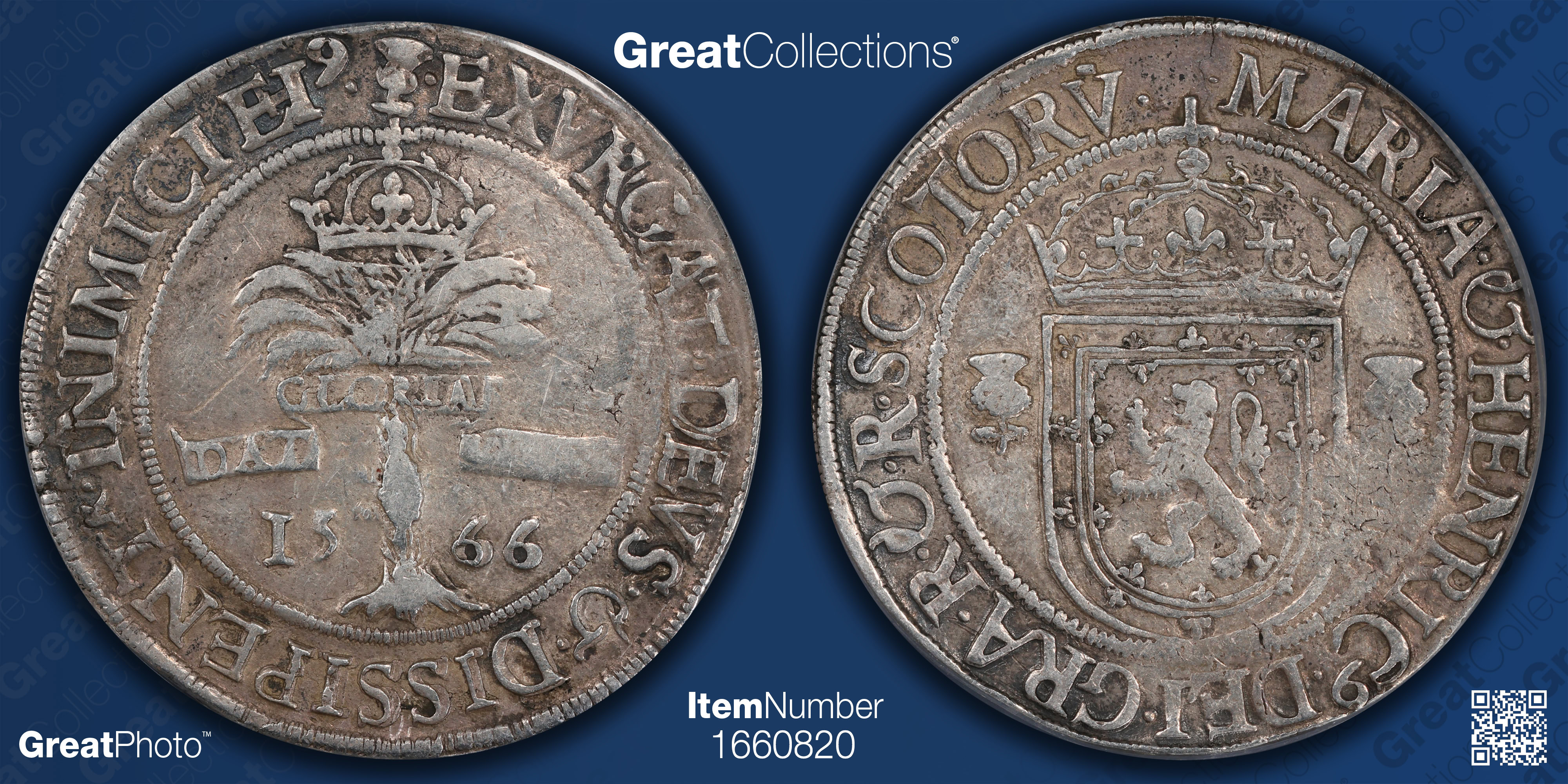 Scotland 1566 Silver Ryal of Mary Queen of Scots and Henry Darnley