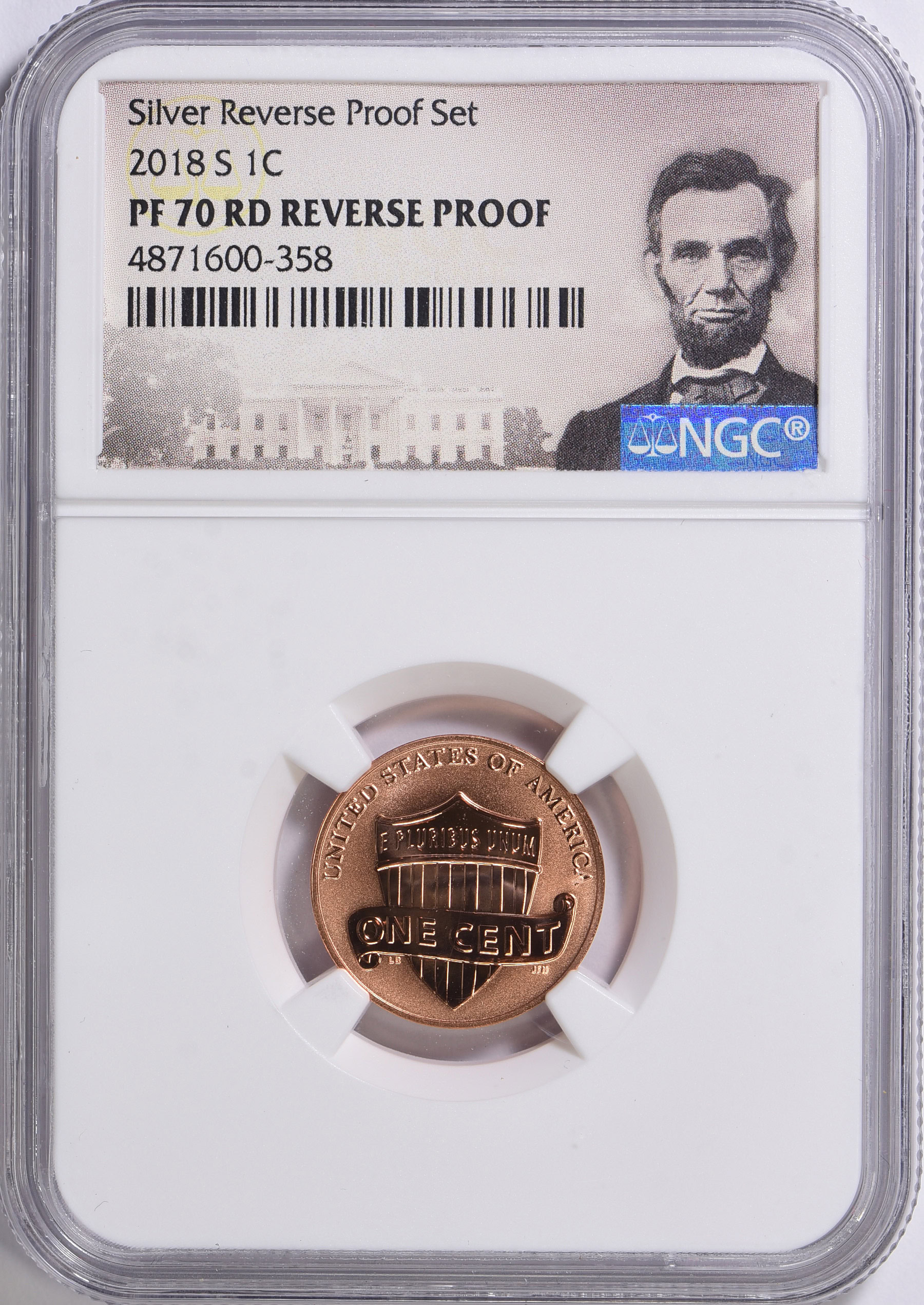 2018-S Lincoln Cent Shield Reverse Proof (From the 50th Anniversary Set ...