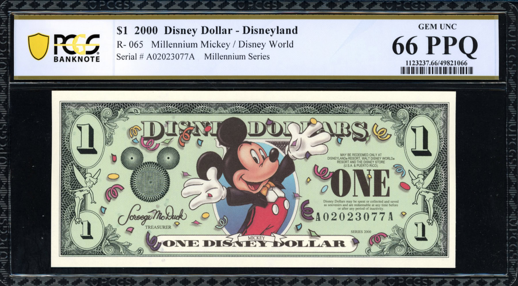 2000 Disneyland $1 Disney Dollar Mickey / Epcot Center