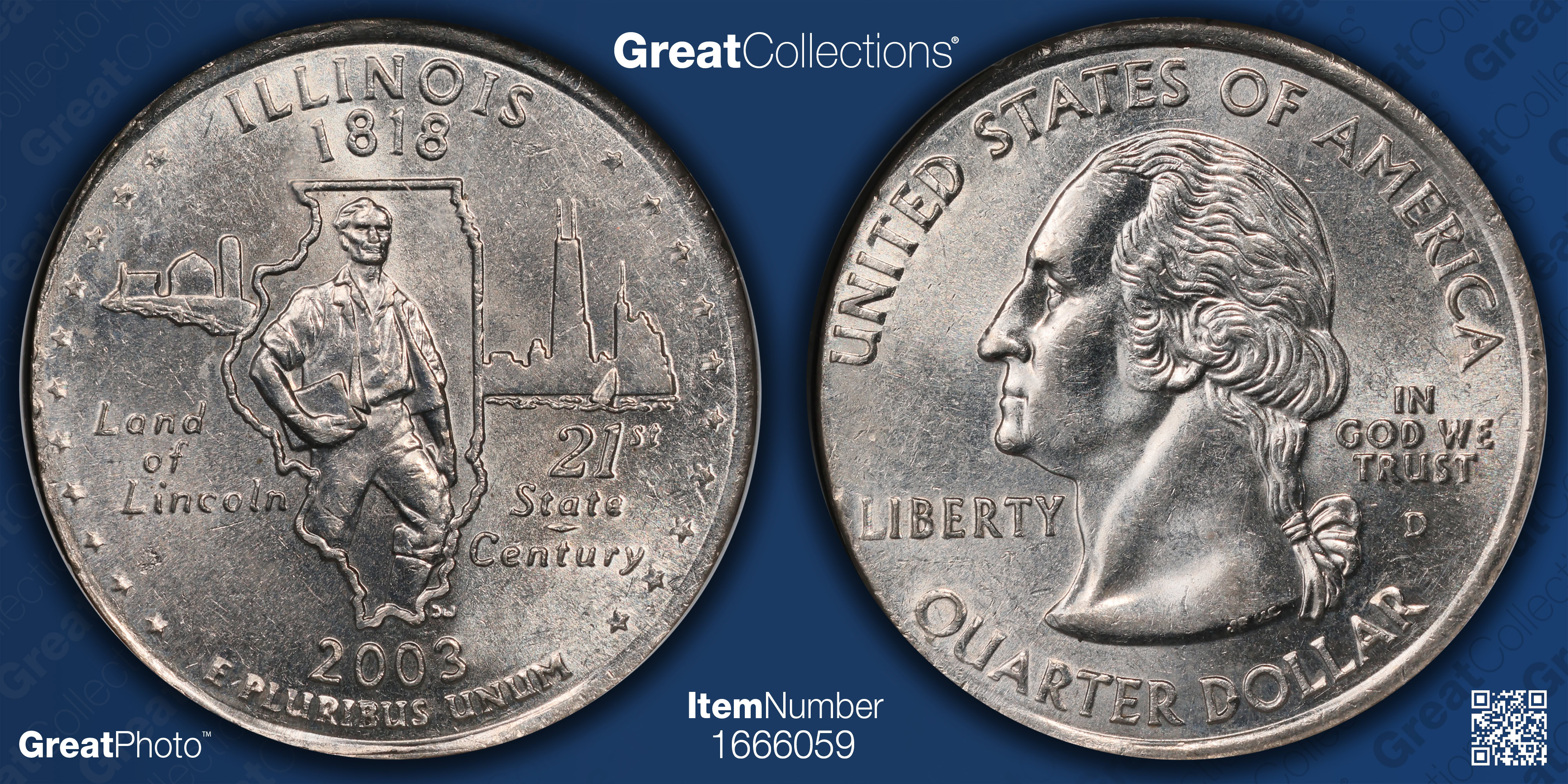 Mint Error 2003-D State Quarter Illinois on Elliptical Planchet