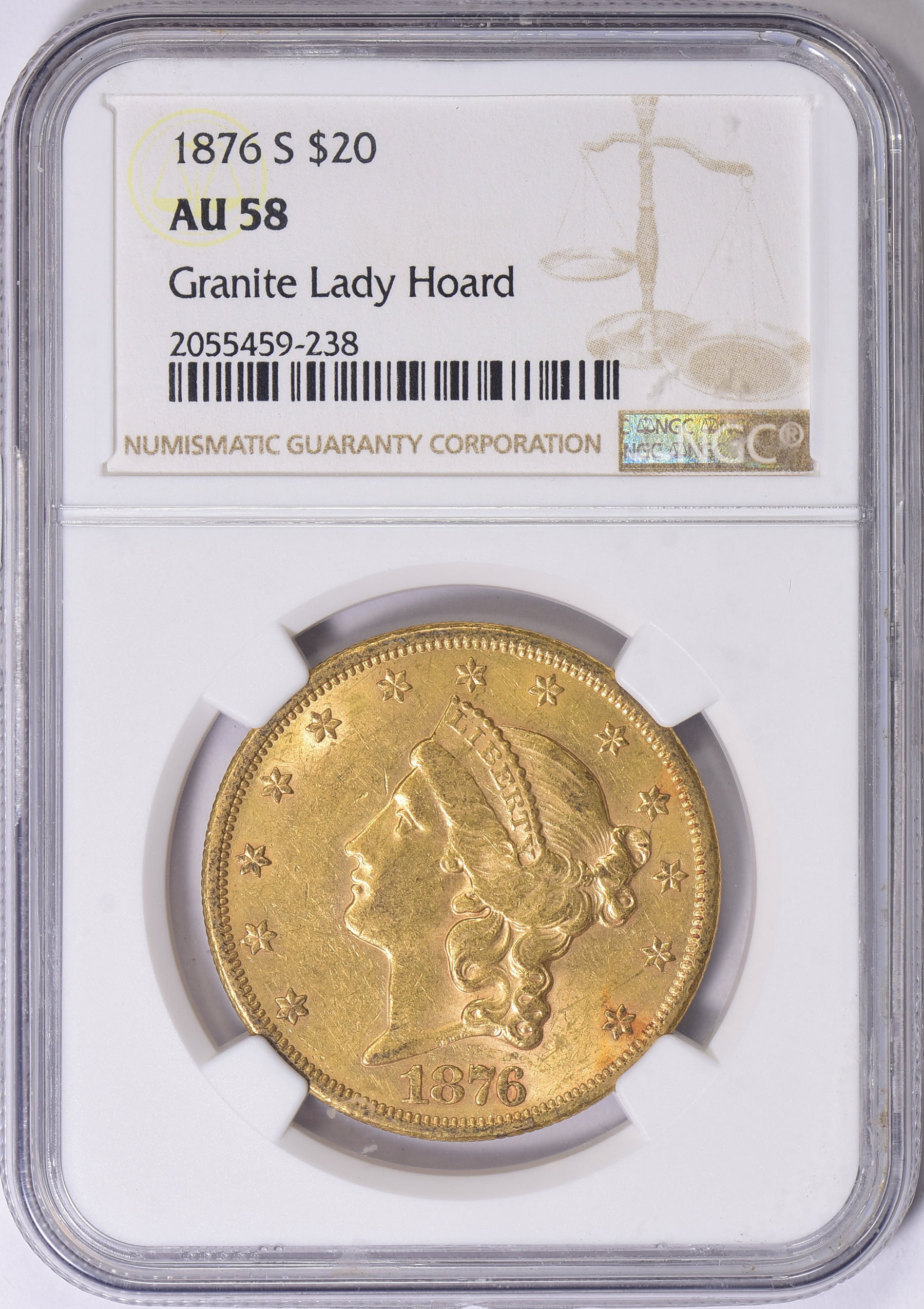 1876-S Liberty Gold Double Eagle NGC AU-58 (Granite Lady Hoard