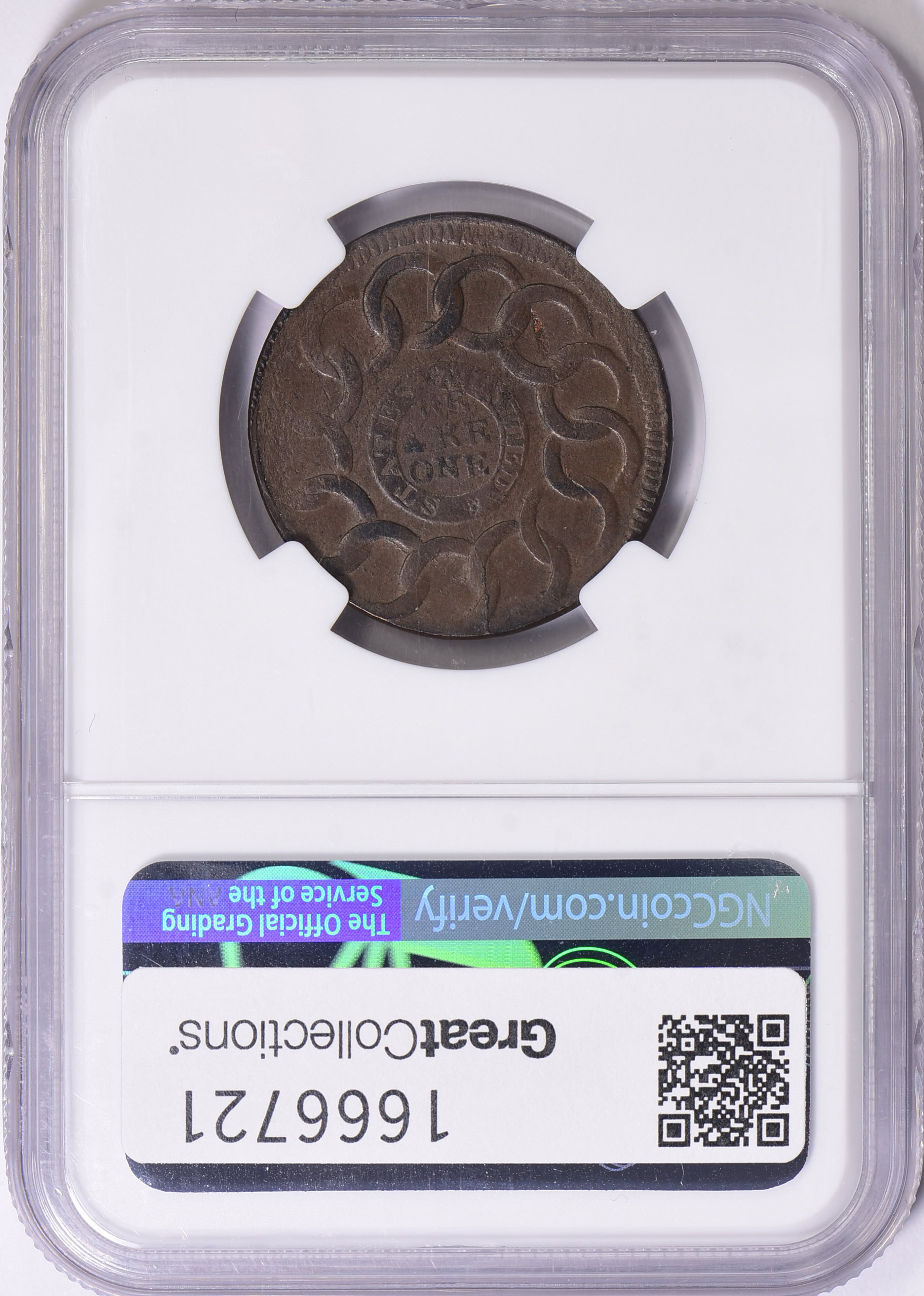 PCGS MS62BN エラー10円 T-IIブランクプランシェット 1787 Fugio Cent STATES UNITED, 4 Cinq NGC MS-62 BN (Item 1666721
