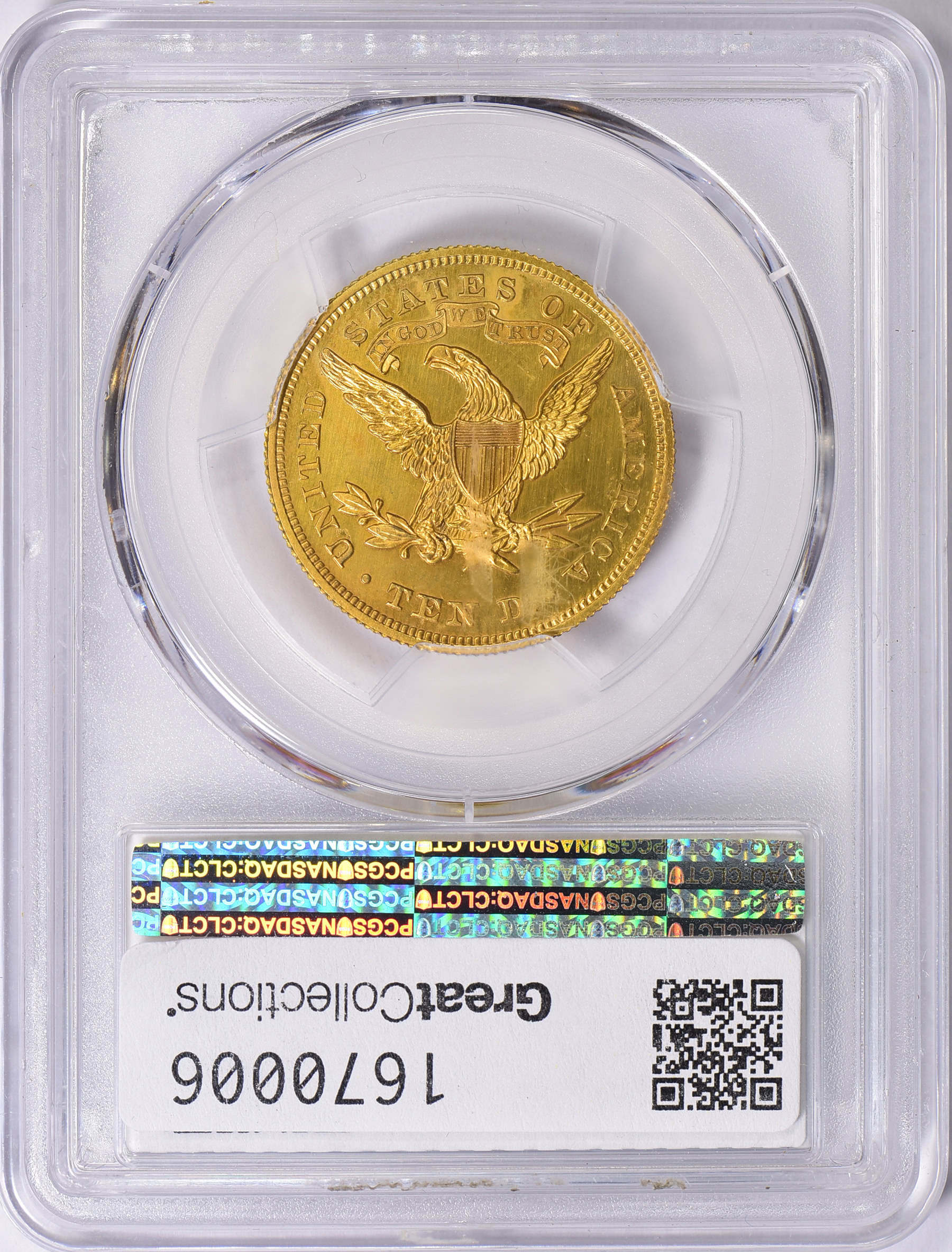 Pattern 1875 $10 J-1446a Gilt PCGS Proof-64 (CAC Green) (Item