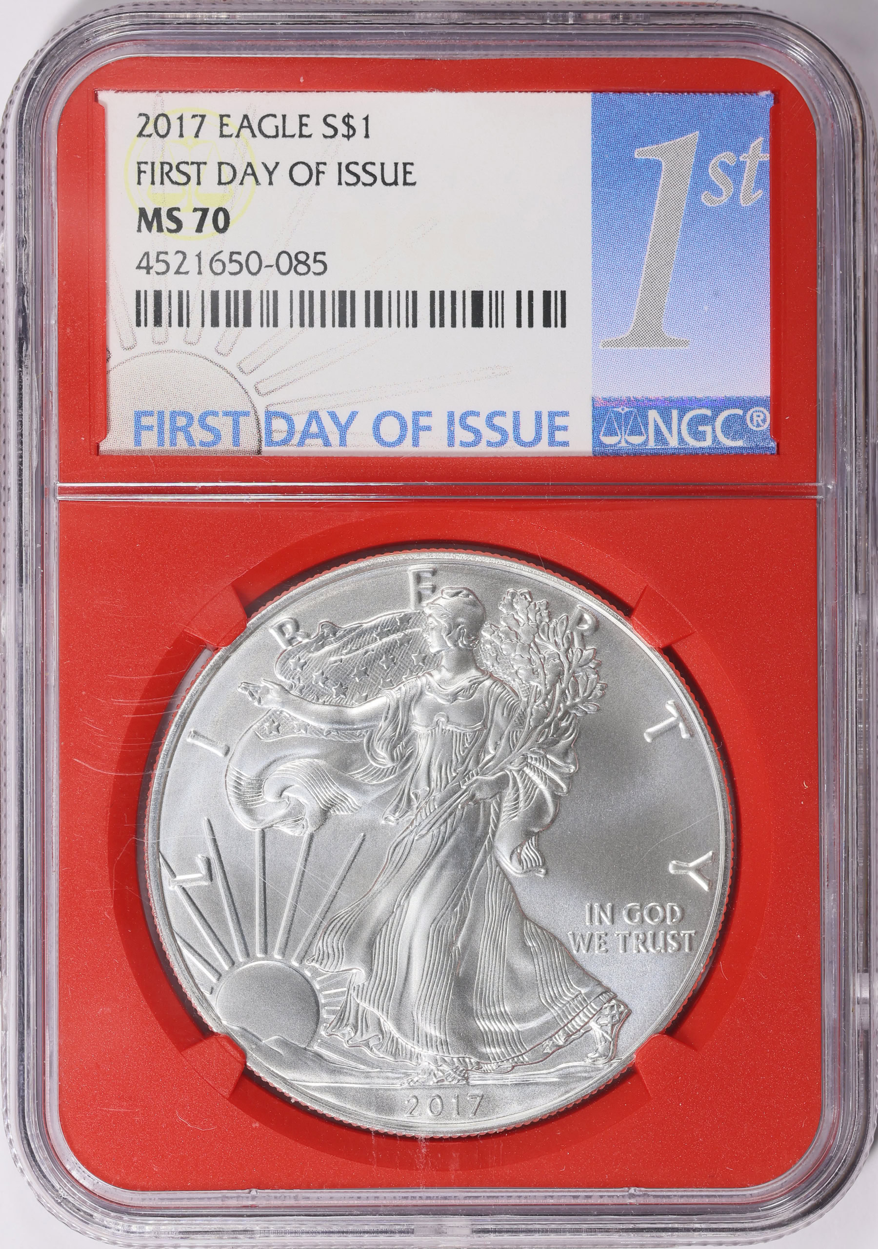 2017 Silver Eagle Ms70 First Day Of Issue