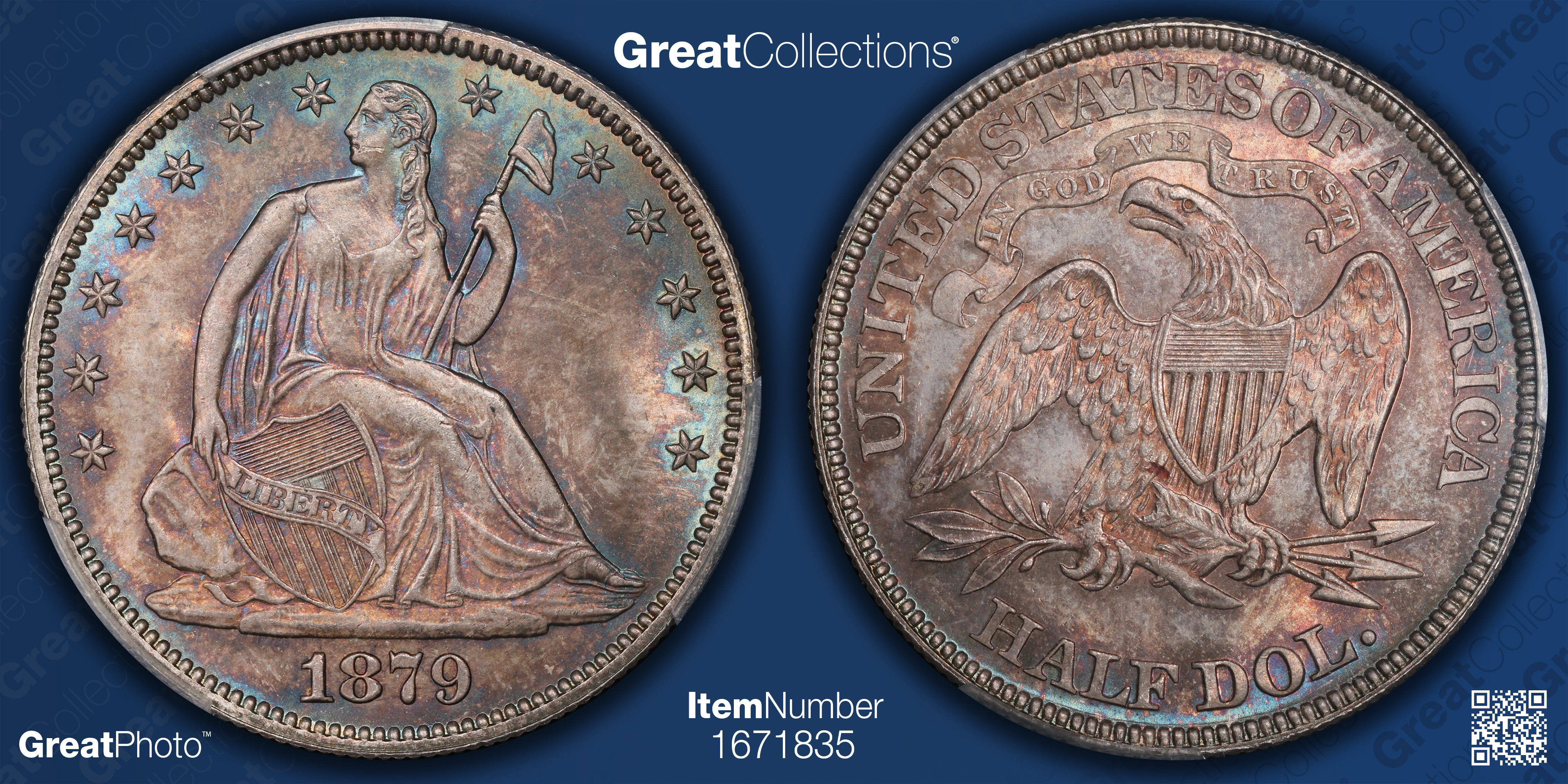 1879 Seated Liberty Half Dollar PCGS MS-67 (Toned) (Item 1671835