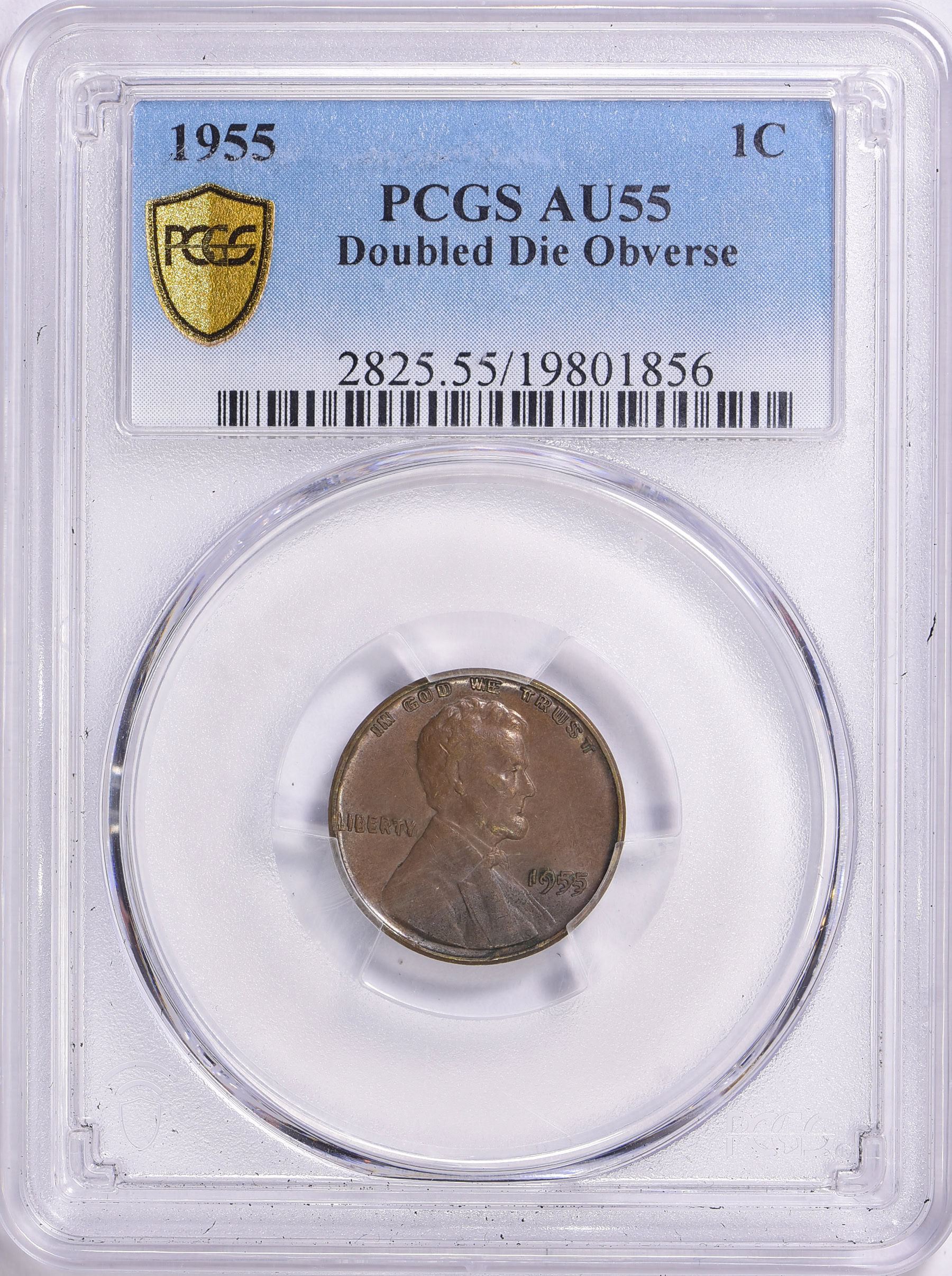 1955 Lincoln Cent Doubled Die Obverse PCGS AU-55 BN (Item 1671908