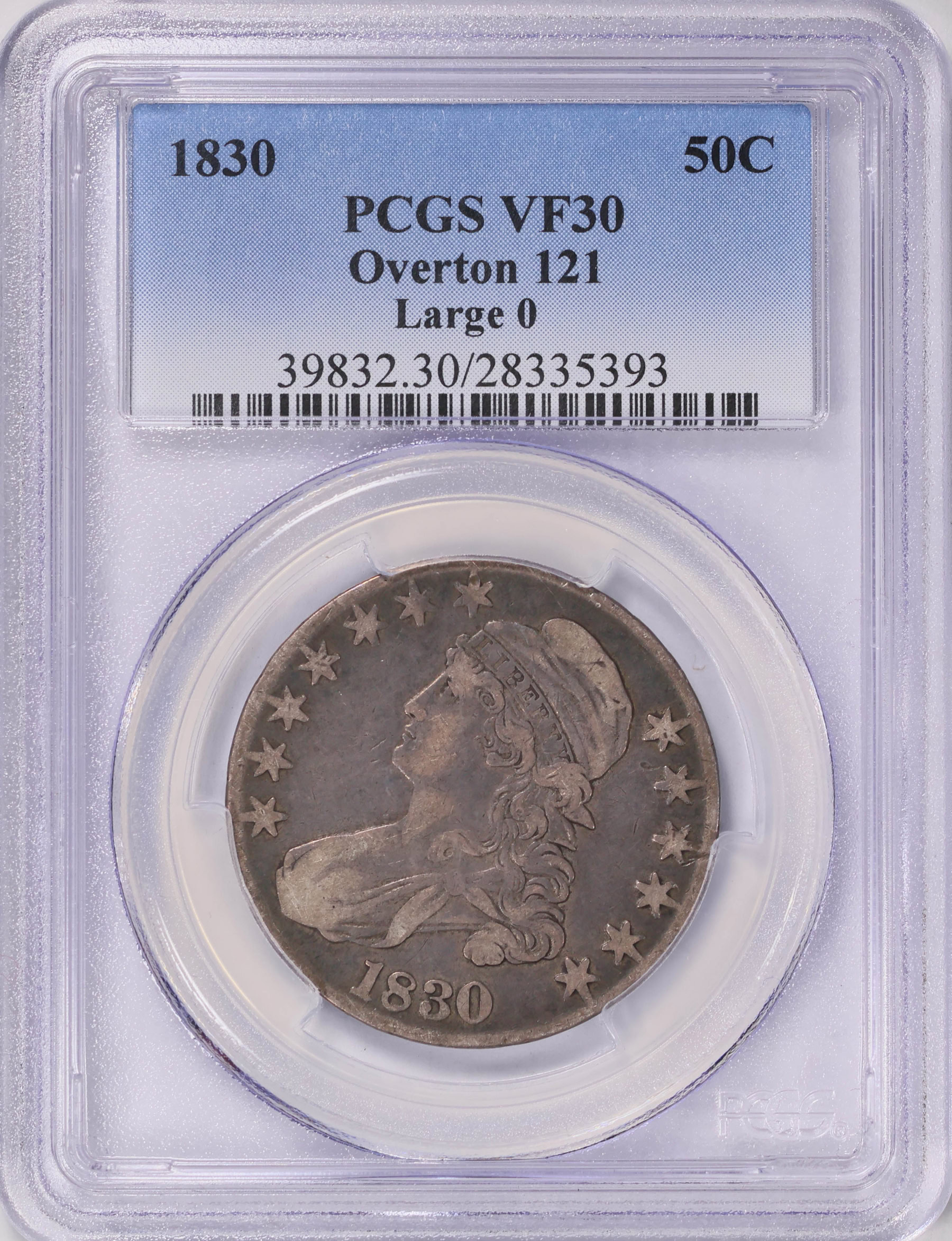 B.C. - THE B.C. PROJECT レア　grap 1830 Capped Bust Half Dollar Large 0 Overton 121 PCGS VF-30 (Item