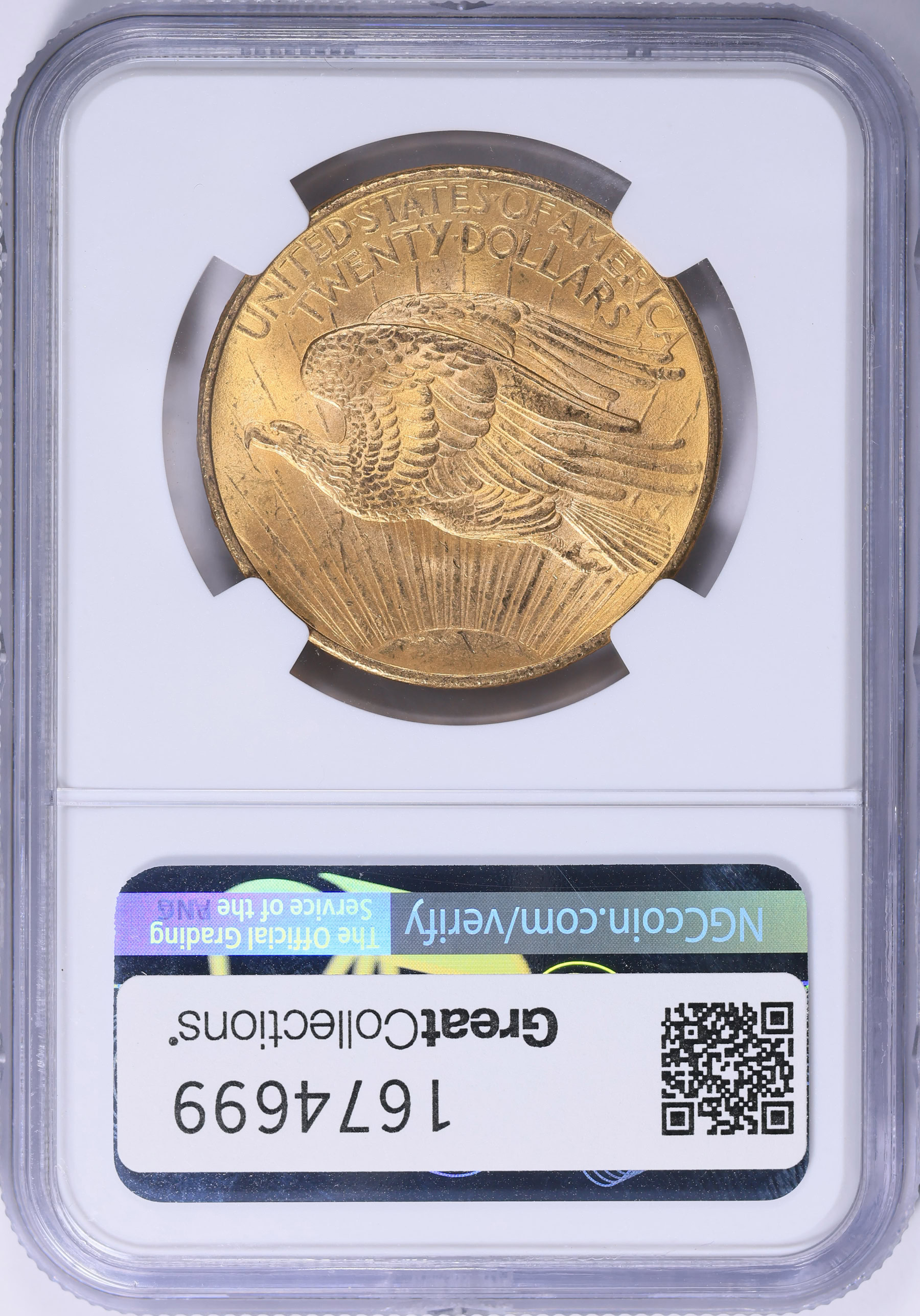 1908 Saint-Gaudens Gold Double Eagle No Motto NGC MS-65 (Item