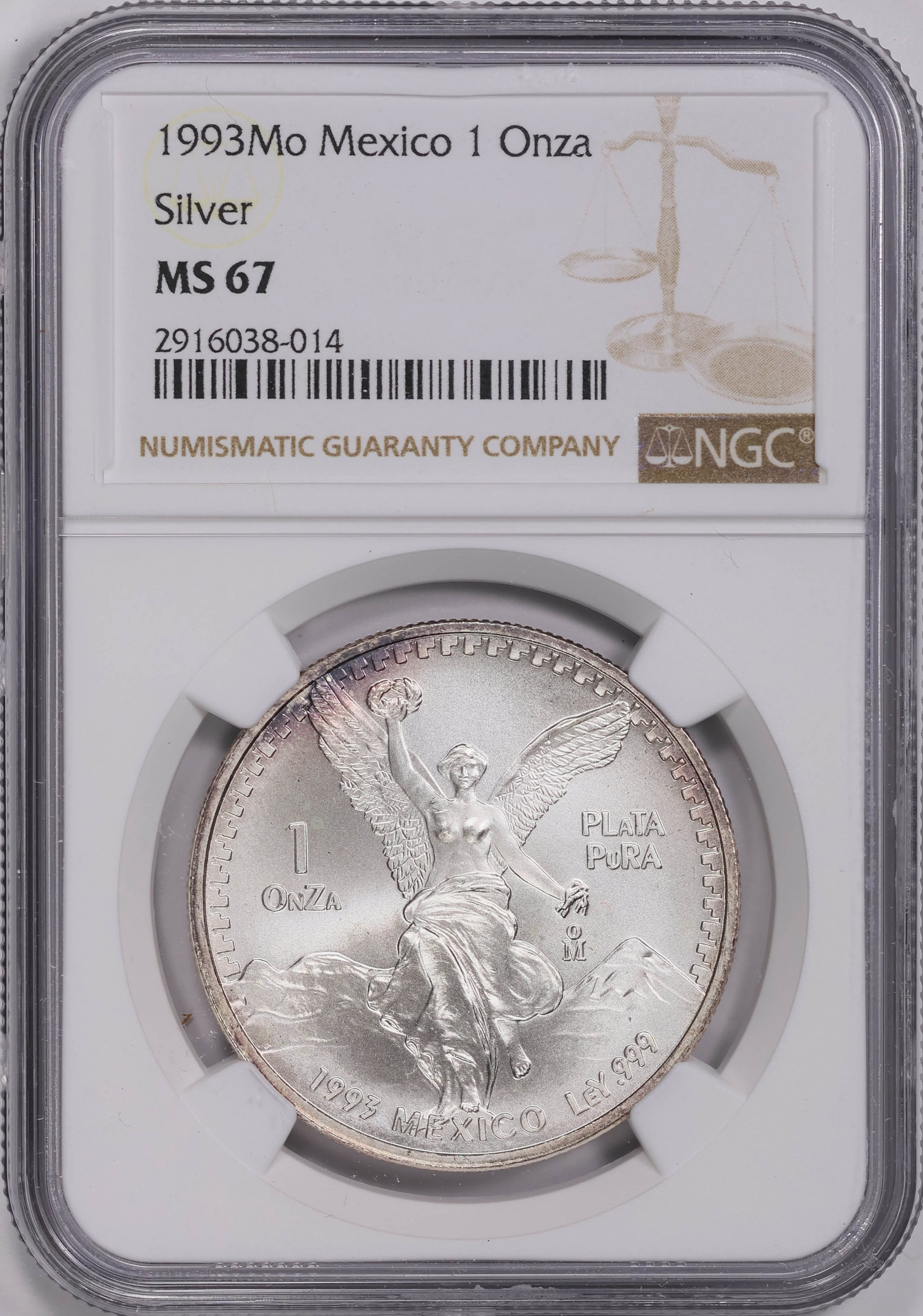 Mexico 1993-Mo Silver Onza Libertad KM-494.4 NGC MS-67 (Item