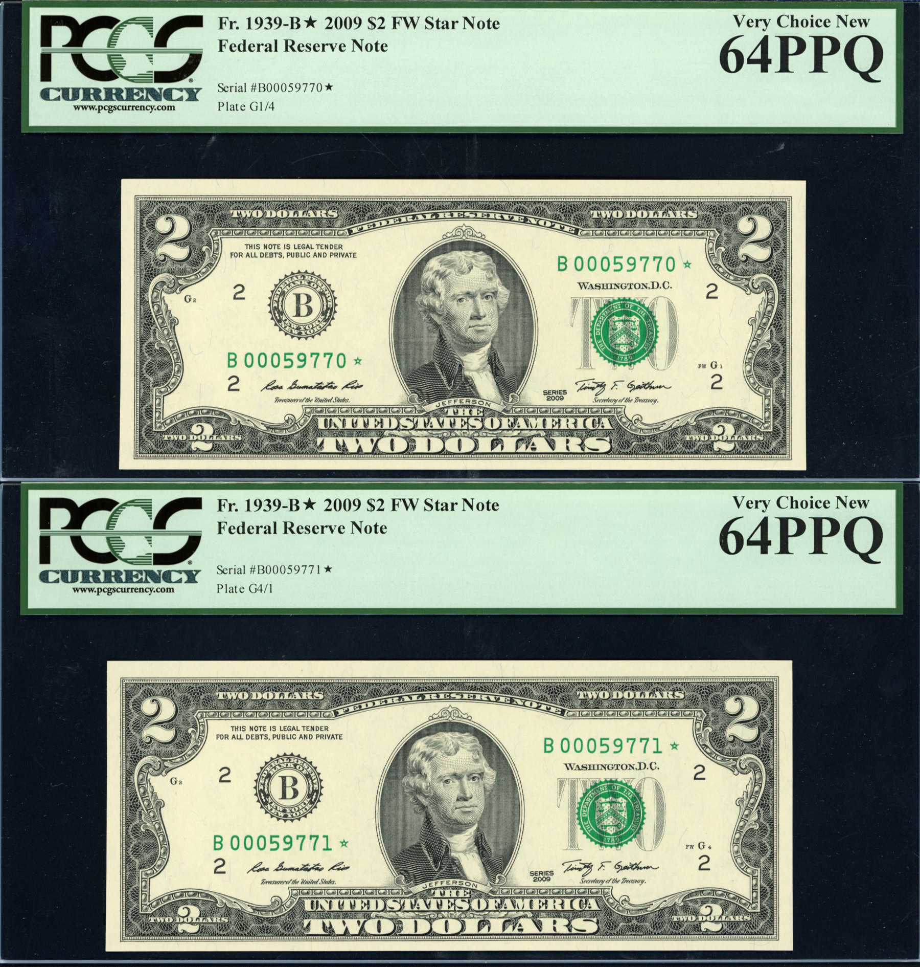 Fr. 1939B* (B* Block) 2009 2 New York Federal Reserve Star Notes