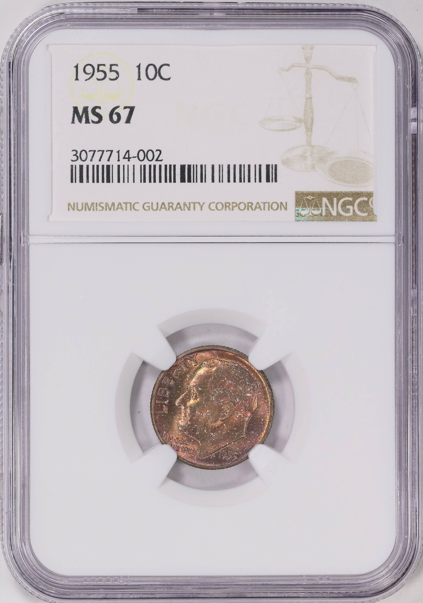 1955 Roosevelt Dime NGC MS-67 (Toned) (Item 1679189) | GreatCollections ...
