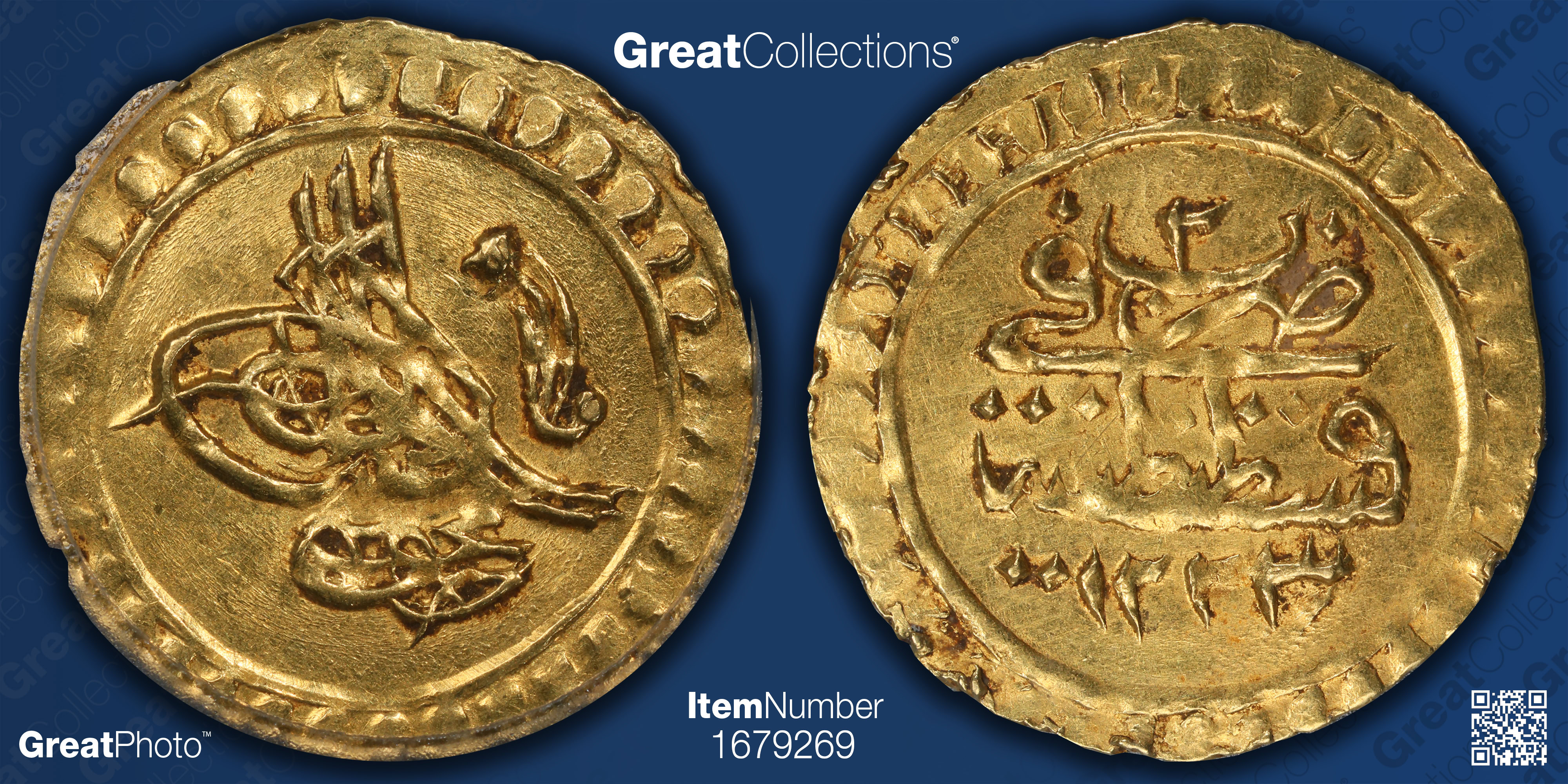 Turkey AH 1223 Year 2 (1809) Gold 1/4 Zeri Mahbub KM-605 PCGS MS