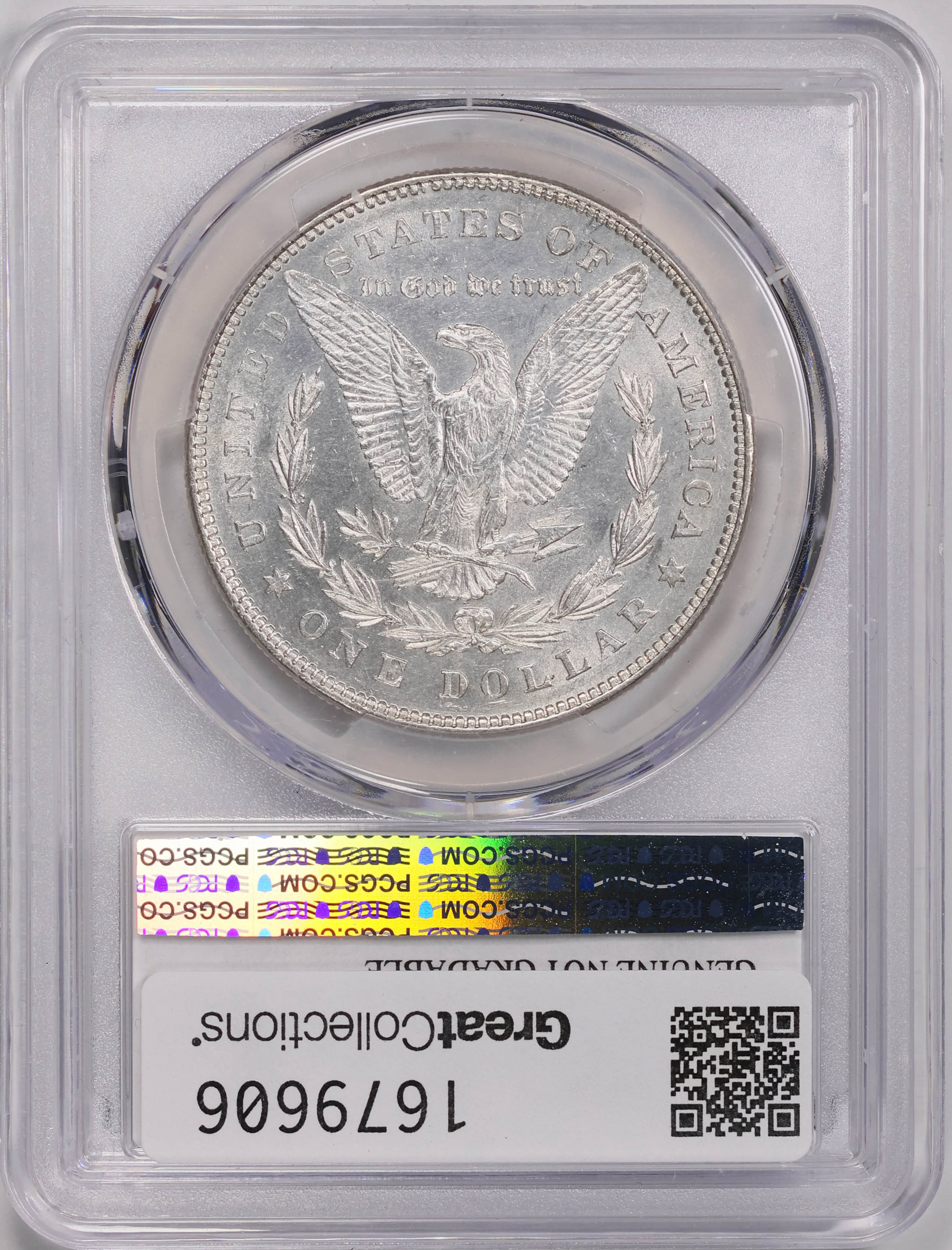 1878 Morgan Silver Dollar 7 Tailfeathers, Reverse of 1878 PCGS Genuine ...