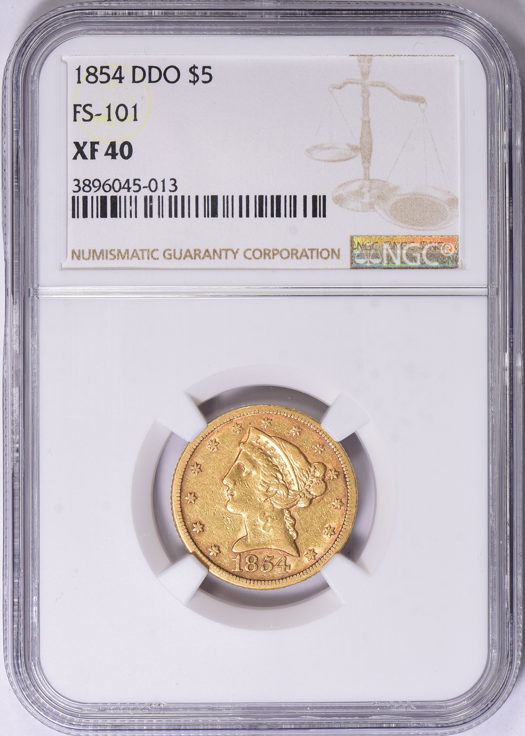 1854 Liberty Gold Half Eagle Doubled Die Obverse FS-101 NGC XF-40 (Item ...