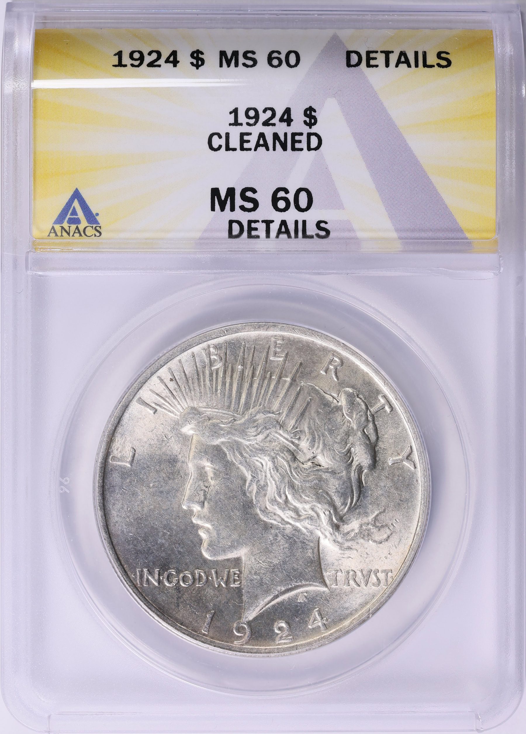 1924 Peace Silver Dollar ANACS MS-60 Details (Item 1680259 ...
