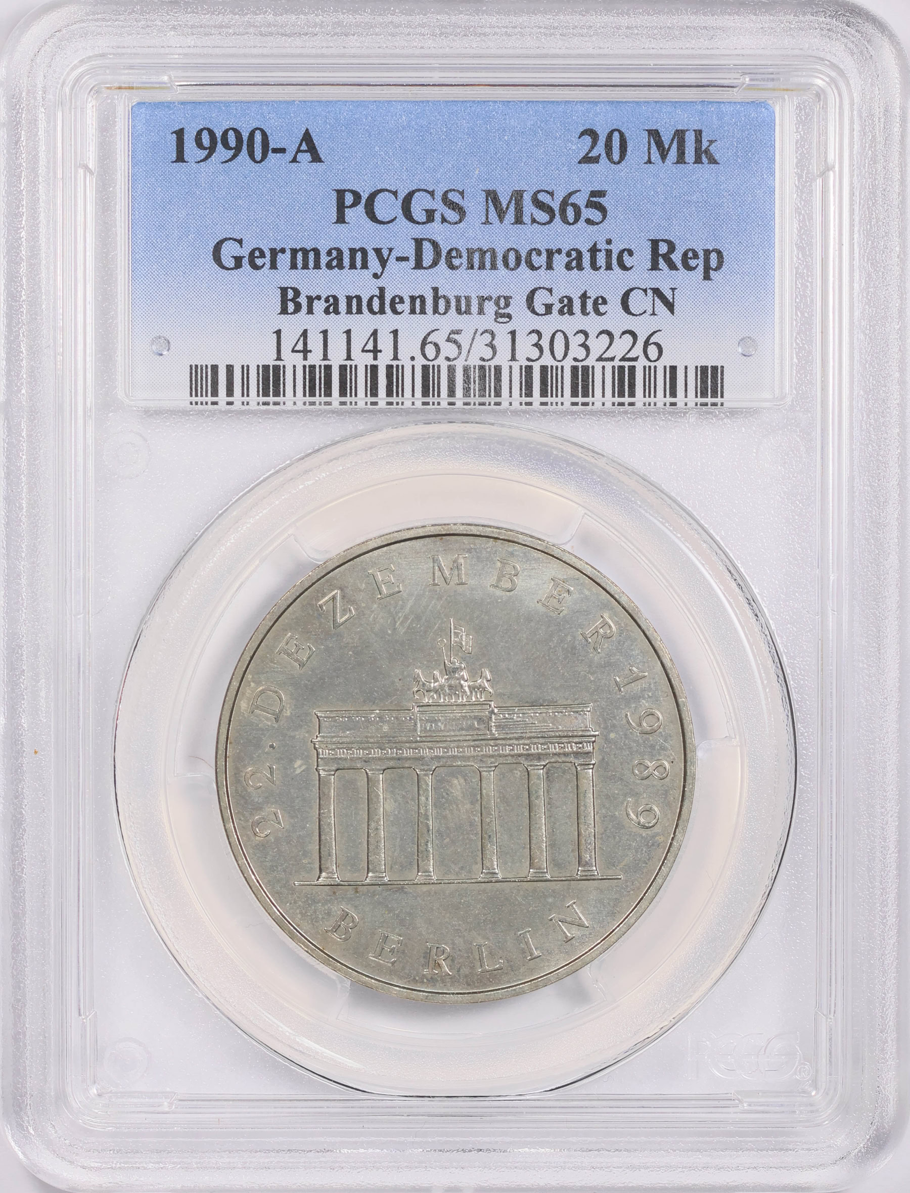 Germany Democratic Republic 1990A 20 Mark Brandenburg Gate CN KM139