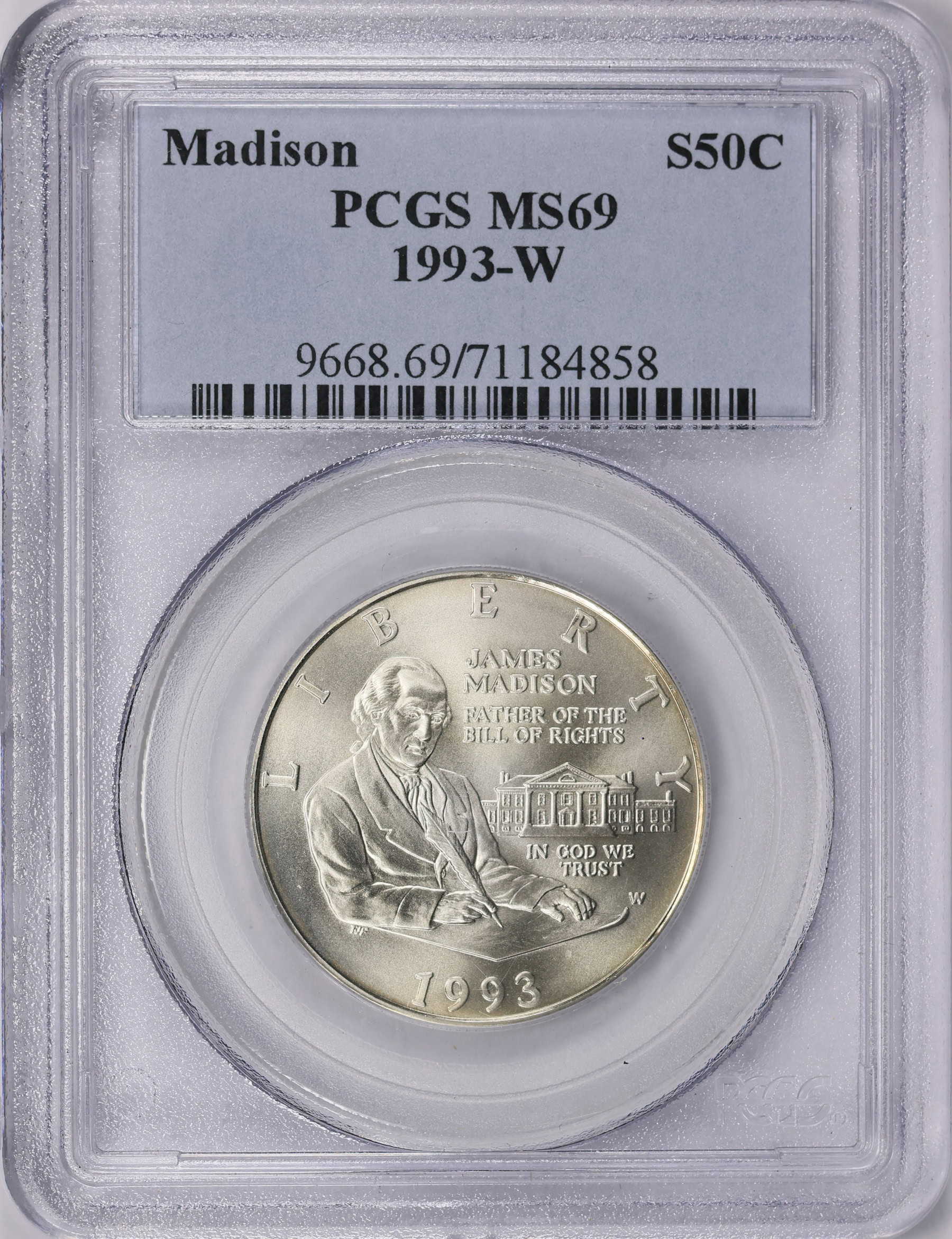 1993-W James Madison and Bill of Rights Silver Half Dollar PCGS MS