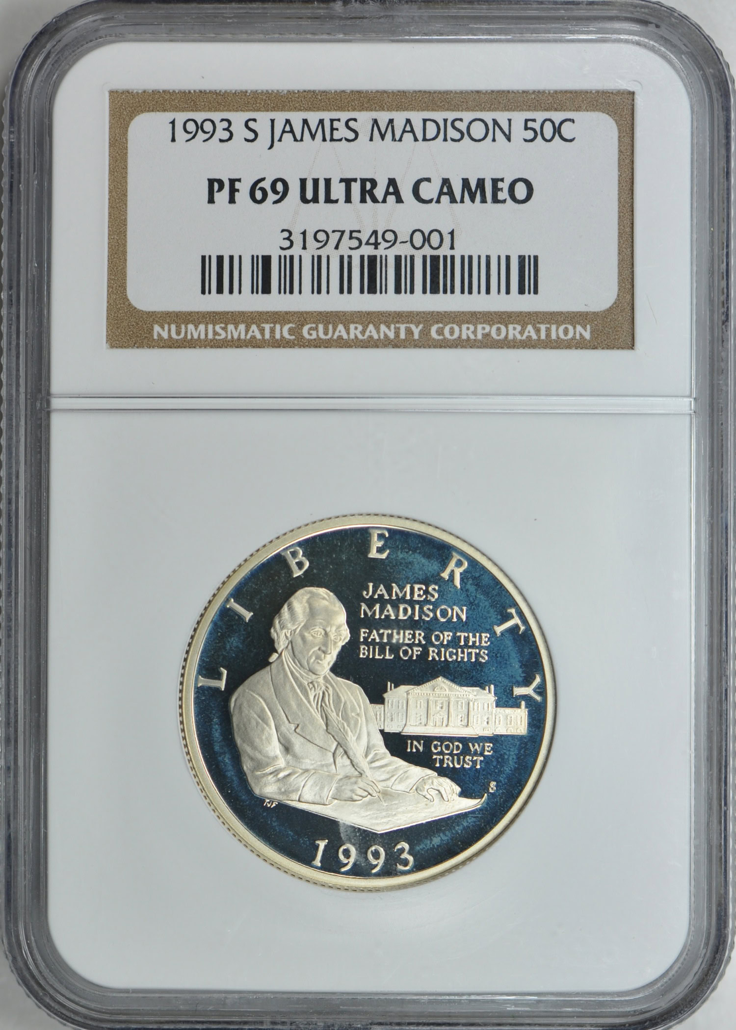 1993-S James Madison and Bill of Rights Silver Half Dollar NGC 1993-S James Madison and Bill of Rights Silver Half Dollar NGC