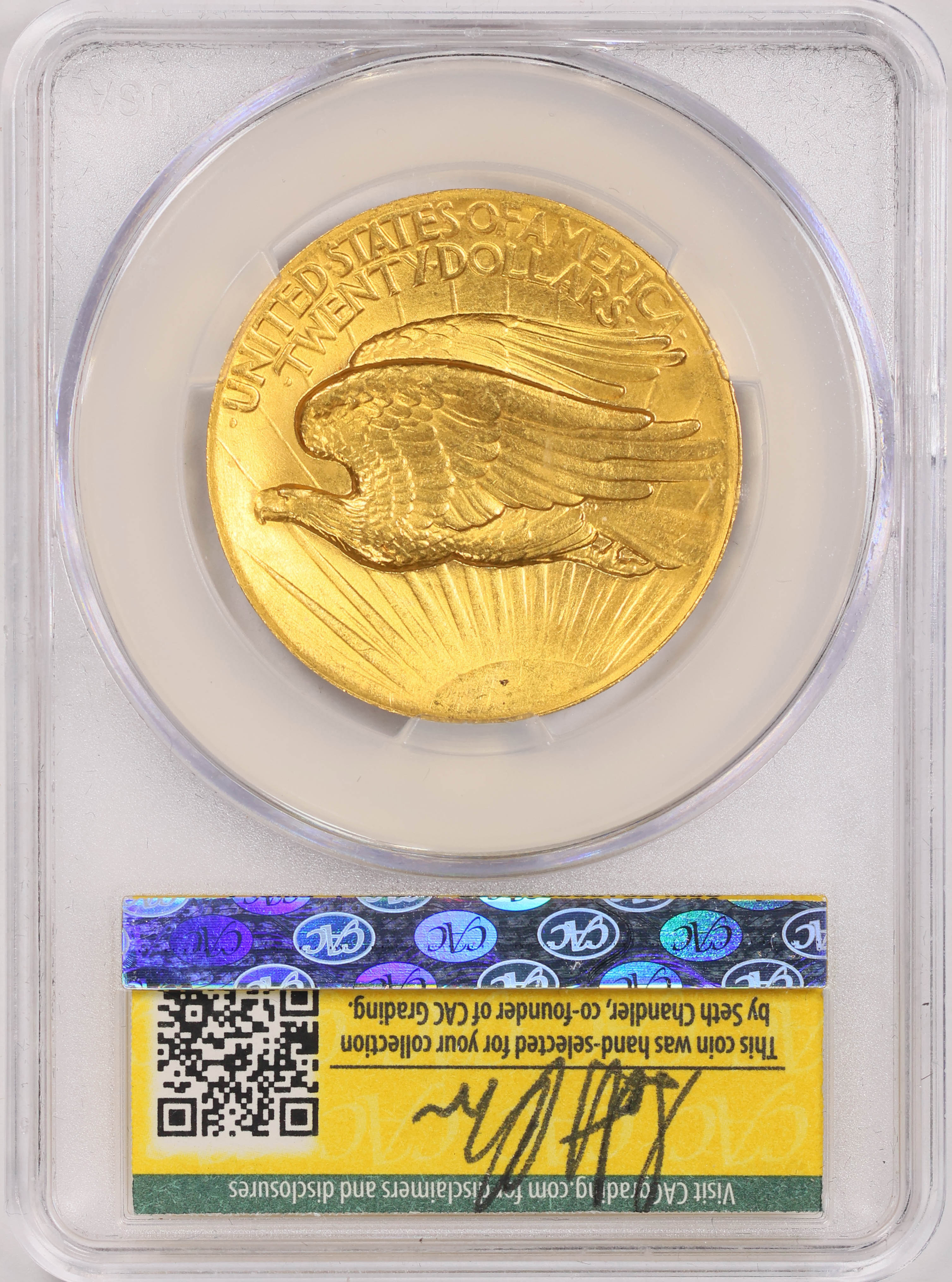 1907 Saint-Gaudens Gold Double Eagle MCMVII, High Relief, Wire