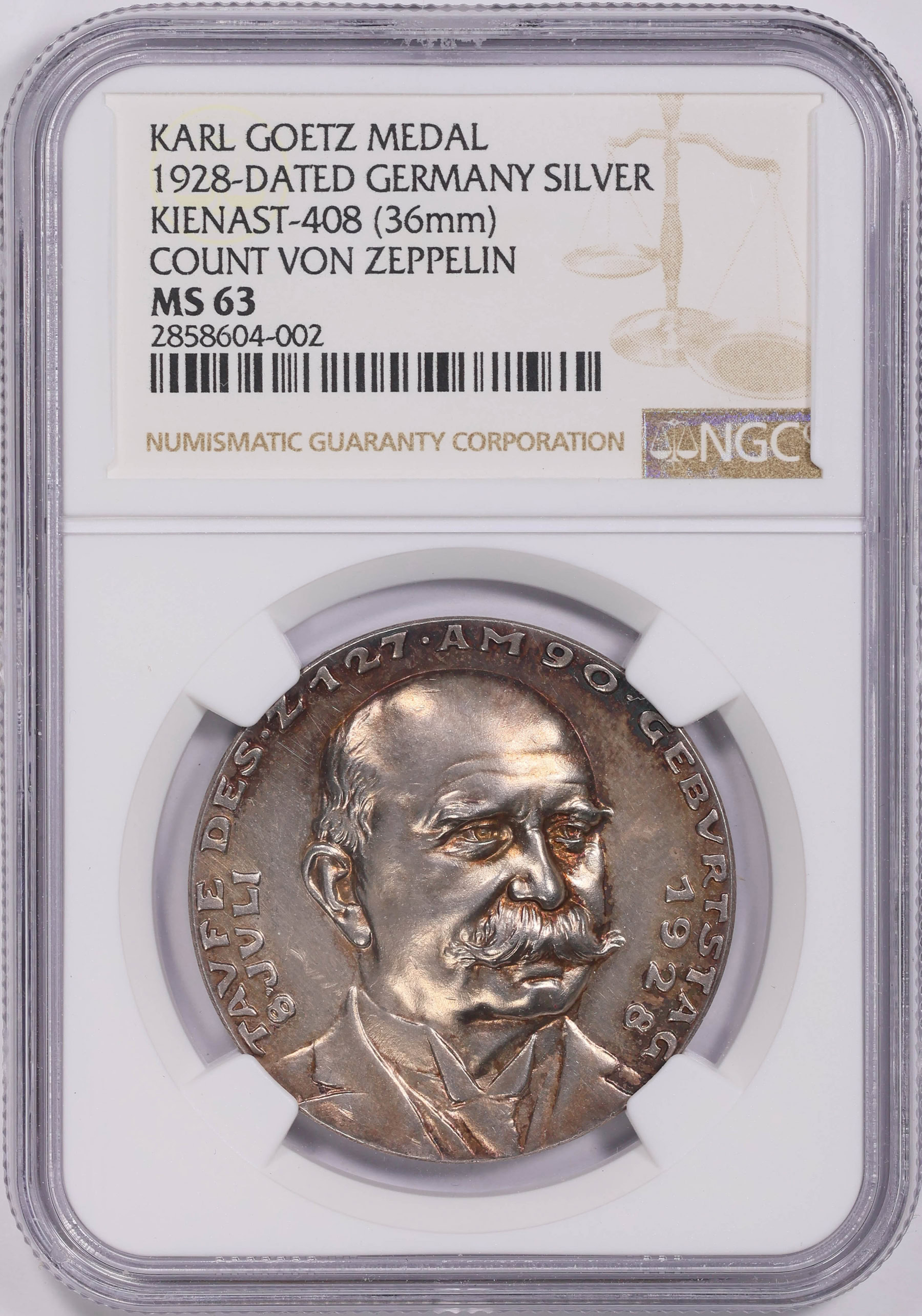 Germany 1928 silver 36mm count von zeppelin goetz medal ngc ms 63 item