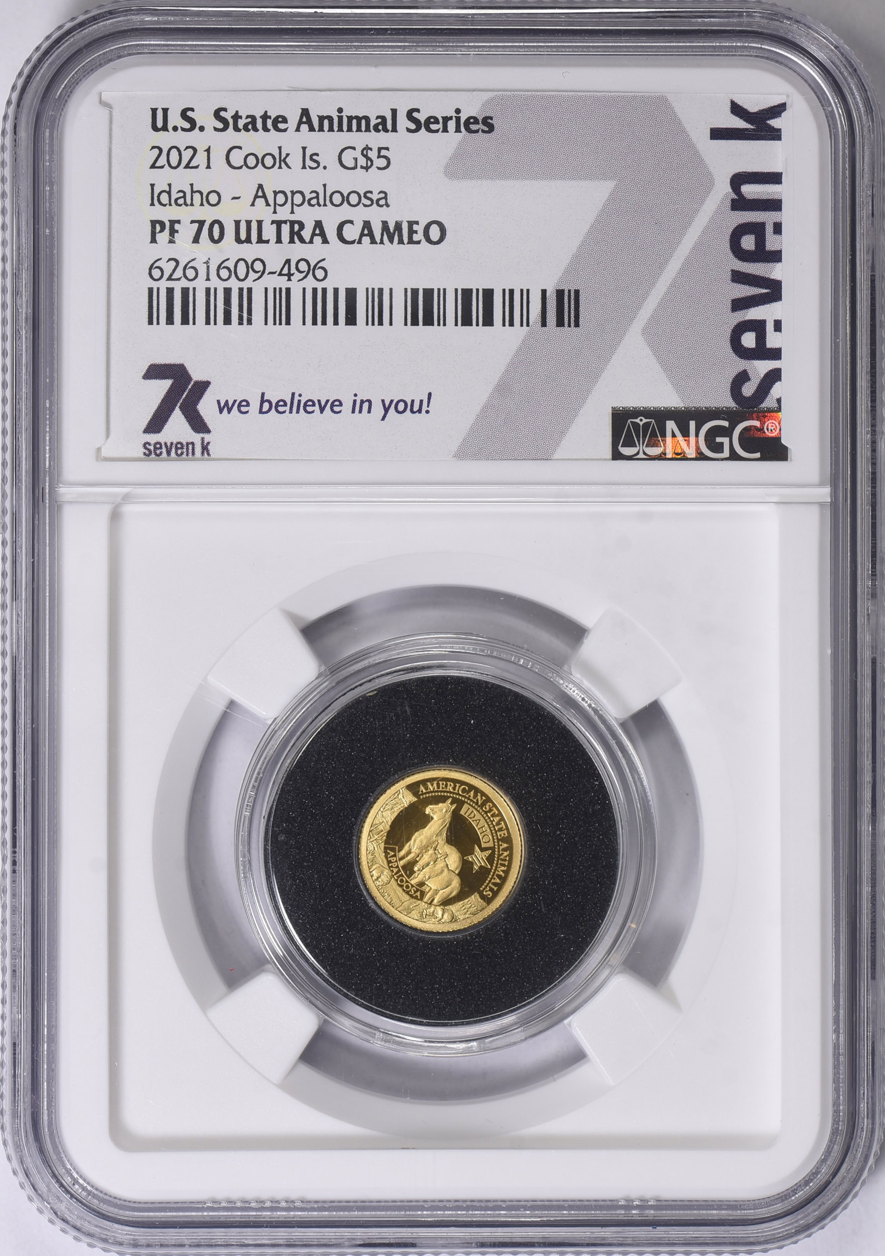 Cook Islands 2021 Gold $5 US State Animal Series Idaho Appaloosa NGC ...