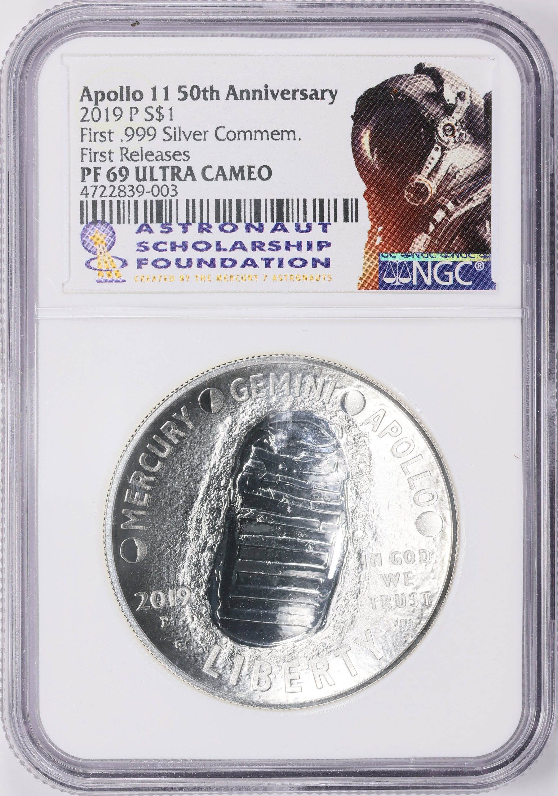 2019-P Apollo 11 50th Anniversary Silver Dollar First Releases NGC