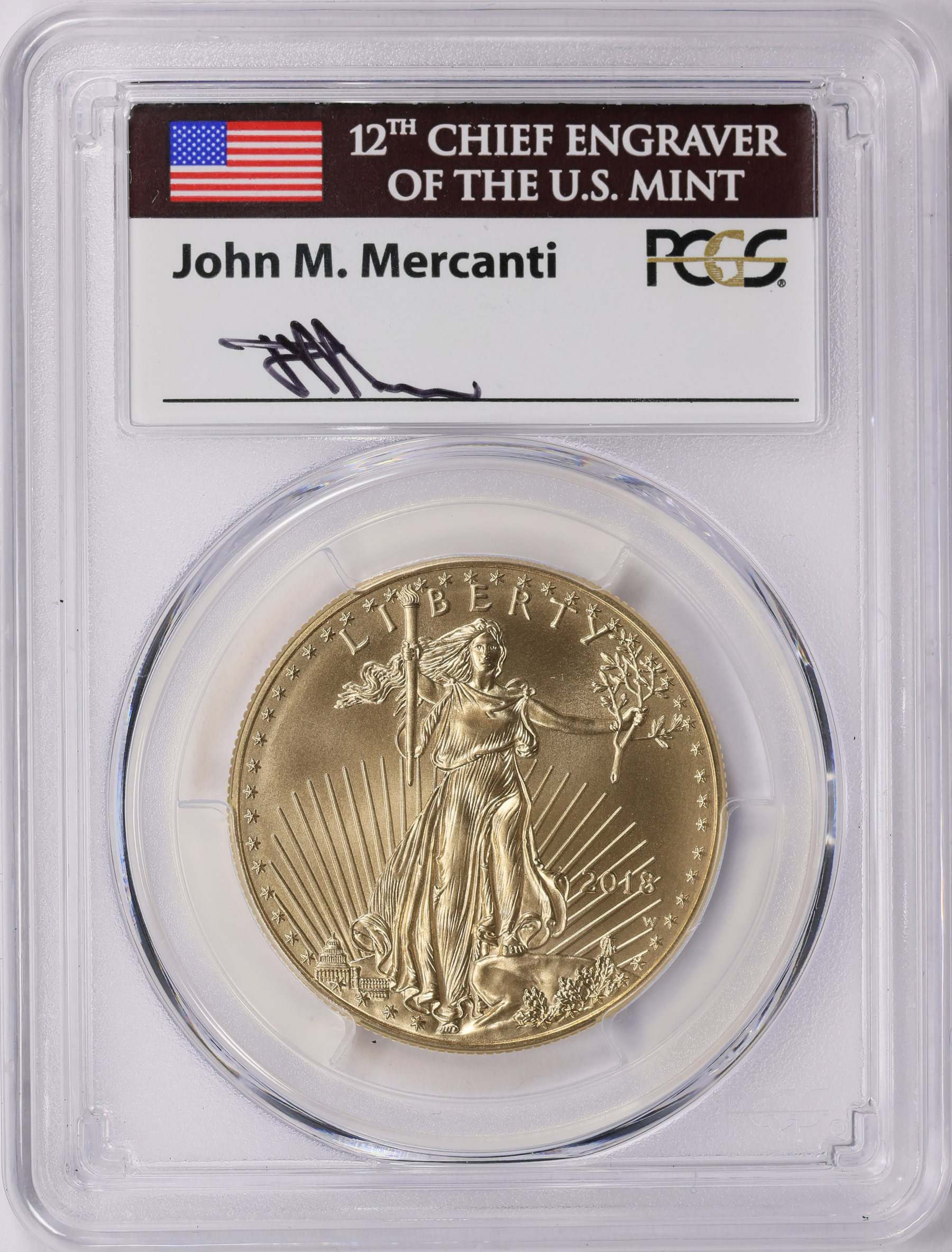 2018-W $50 One-Ounce Gold American Eagle Burnished First Day of Issue ...