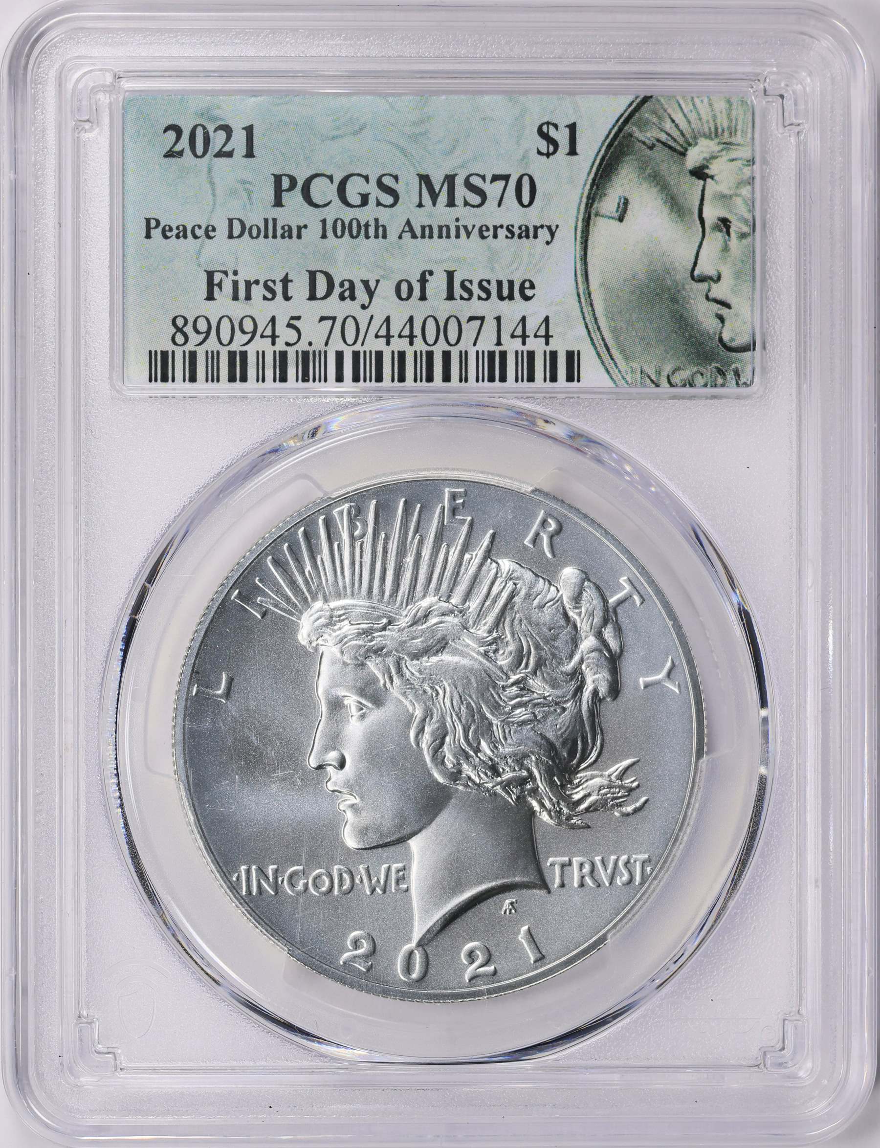 100th Anniversary Tribute Coin - 1 Oz 39mm Peace Dollar Design With COA & Holder, Uncirculated
