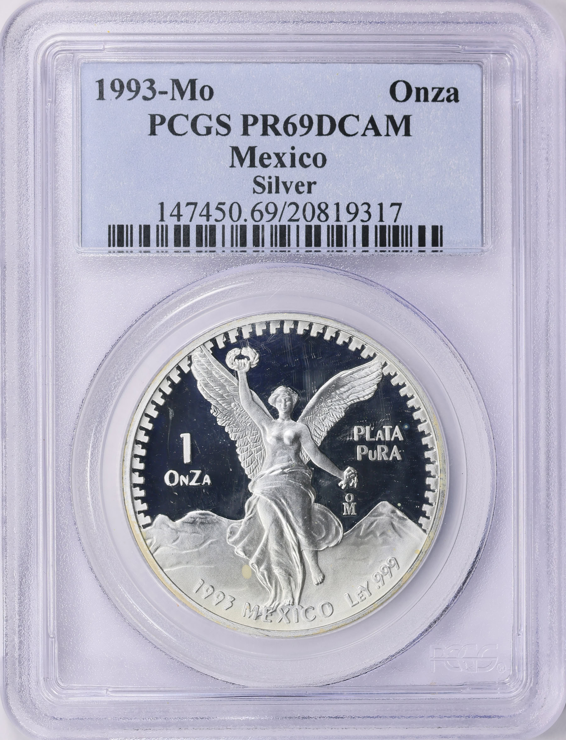 Mexico 1993-Mo Silver Onza Libertad KM-494.5 PCGS Proof-69 DCAM